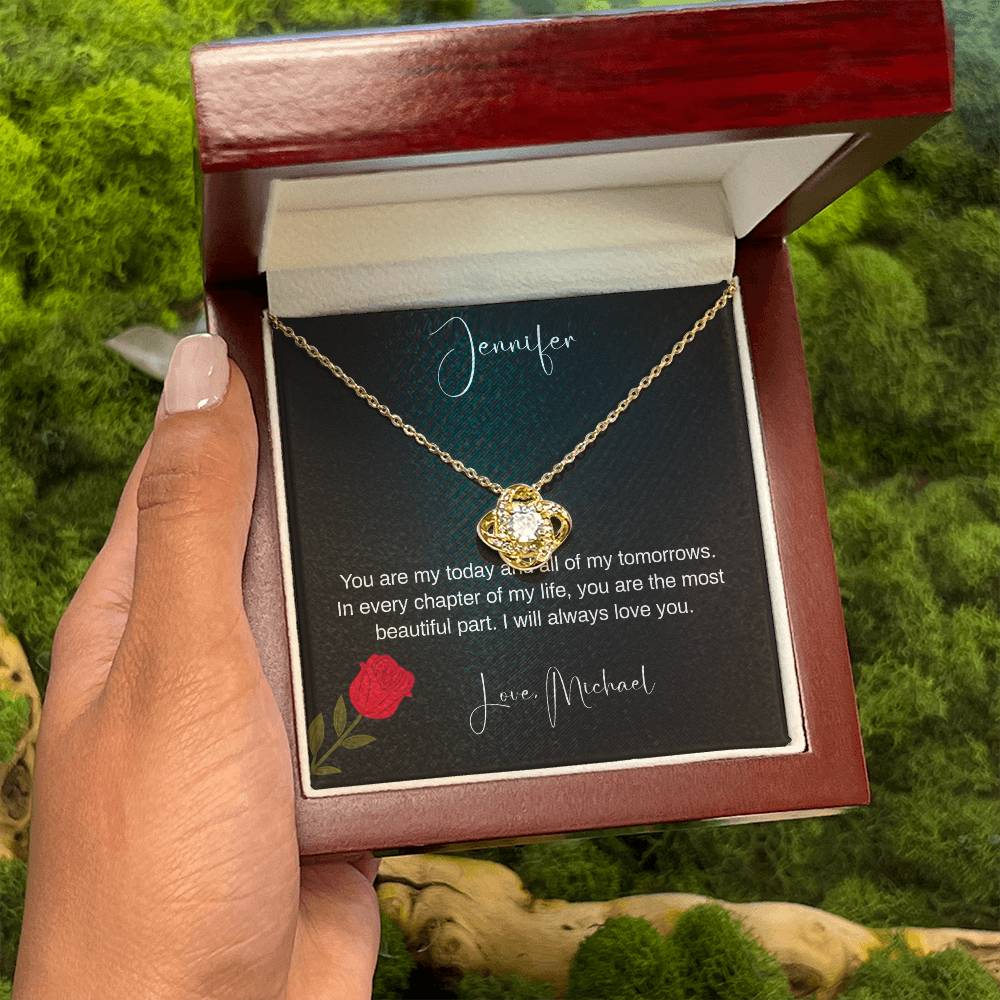 LoveTo My Wife – Personalized Love Knot Necklace with Luxury LED Box | Forever My Today & Tomorrows