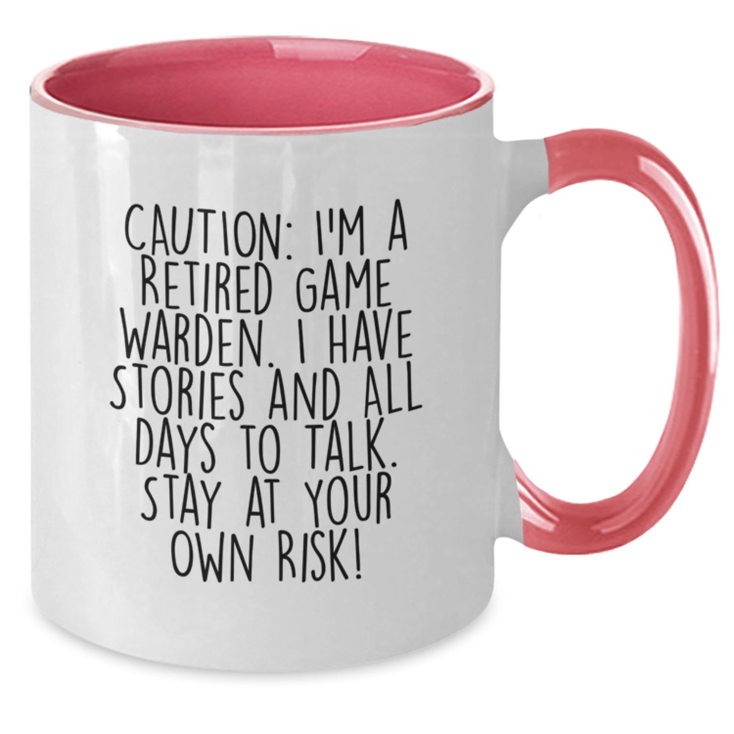 Funny Game Warden Retirement Gift - Retired Game Warden Two Tone Coffee Mug, Graduation Unique Gifts from Men to Game Wardens, 'Caution: I'm A Retired Game Warden...' - Additional
