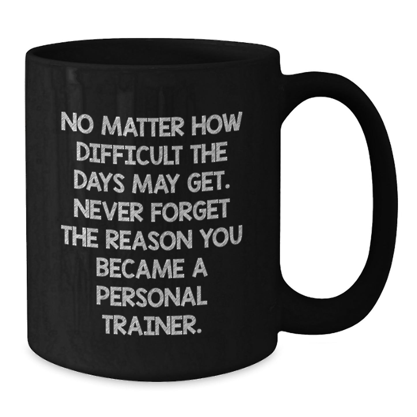 Funny Personal Trainer Christmas Unique Gifts from Friends, Black Coffee Mug for Men, Inspirational Quote about Staying Motivated - Additional