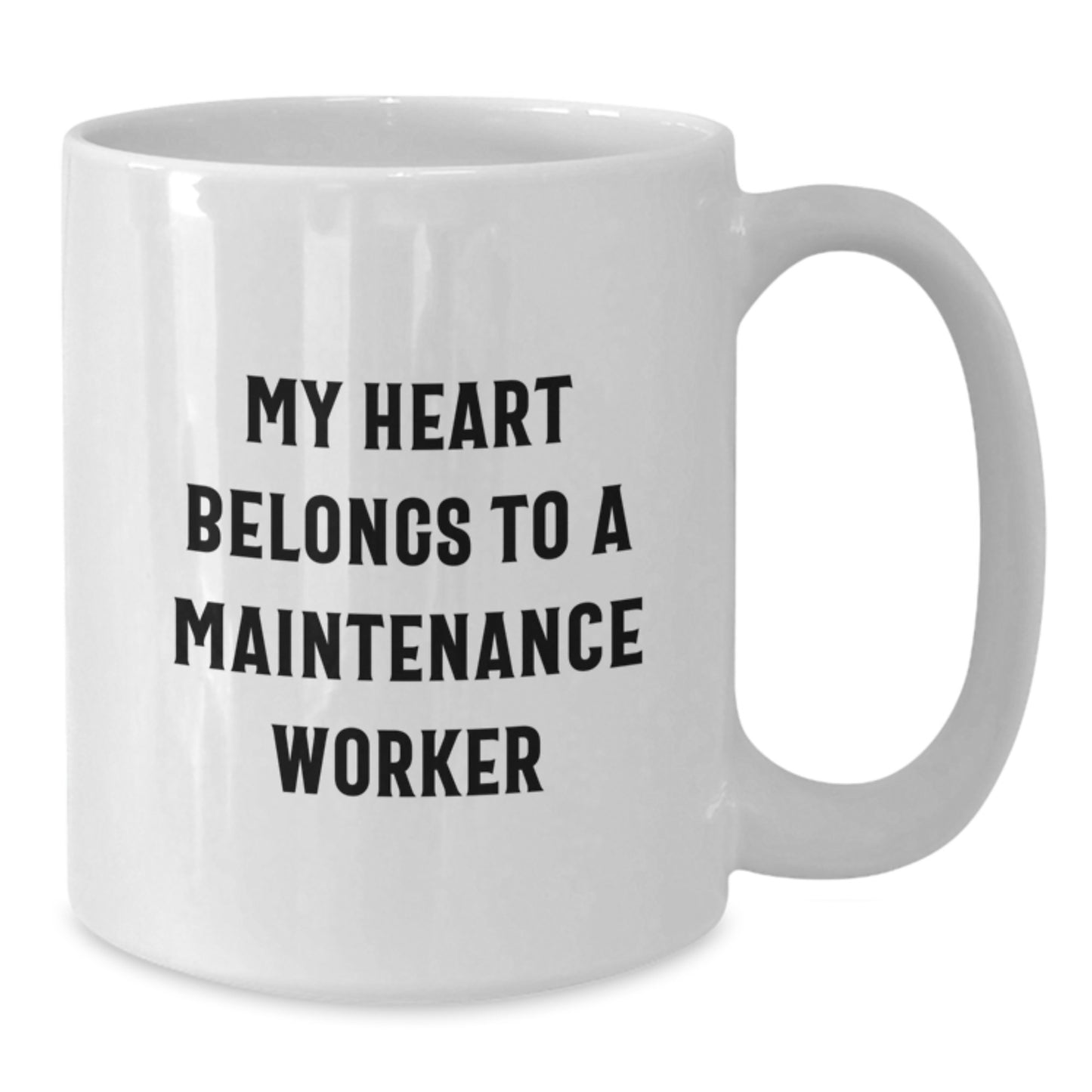 Funny Maintenance Worker Gifts, White Coffee Mug for Men, 'My Heart Belongs To A Maintenance Worker', Birthday Unique Gifts from Friends - Additional