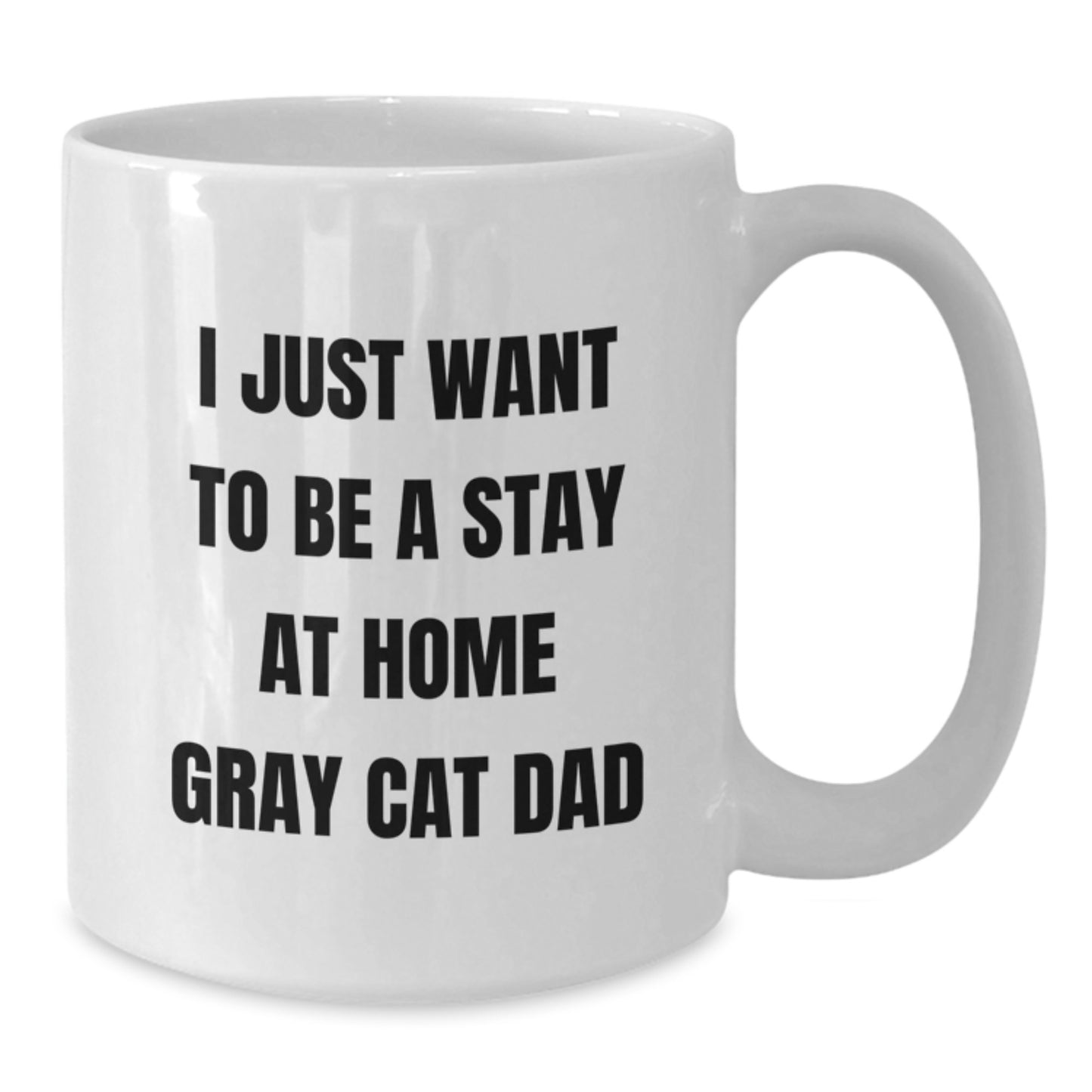 Funny Gray Cat Gifts for Men, I Just Want To Be A Stay At Home Gray Cat Dad White Coffee Mug, Unique Christmas Unique Gifts from Friends to Family - Additional