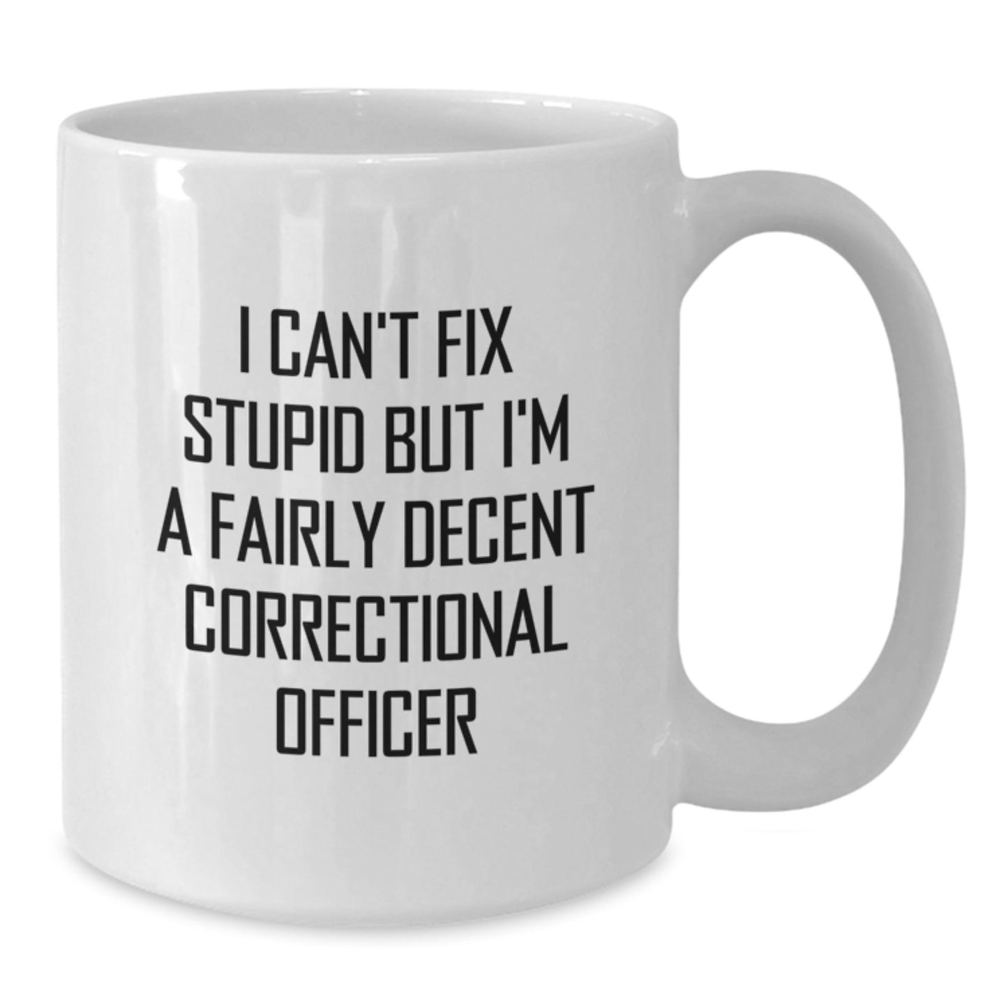 Funny Correctional Officer Gifts for Him - I Can't Fix Stupid Mug, White Coffee Mug for Correctional Officer, Christmas Unique Gifts from Family - Additional