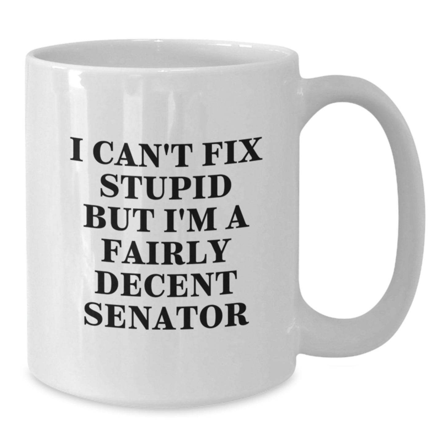 Funny Senator Coffee Mug Gifts from Men for Senator, White Coffee Mug, I Can't Fix Stupid But I'm A Fairly Decent Senator Quote, Unique Mother's Day Unique Gifts - Additional