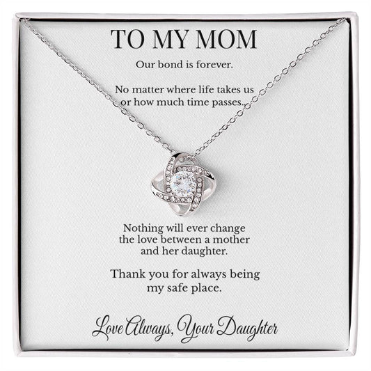 To My Mom – Our Bond Is Forever Personalized Love Knot Necklace | Made in USA Gift from Daughter