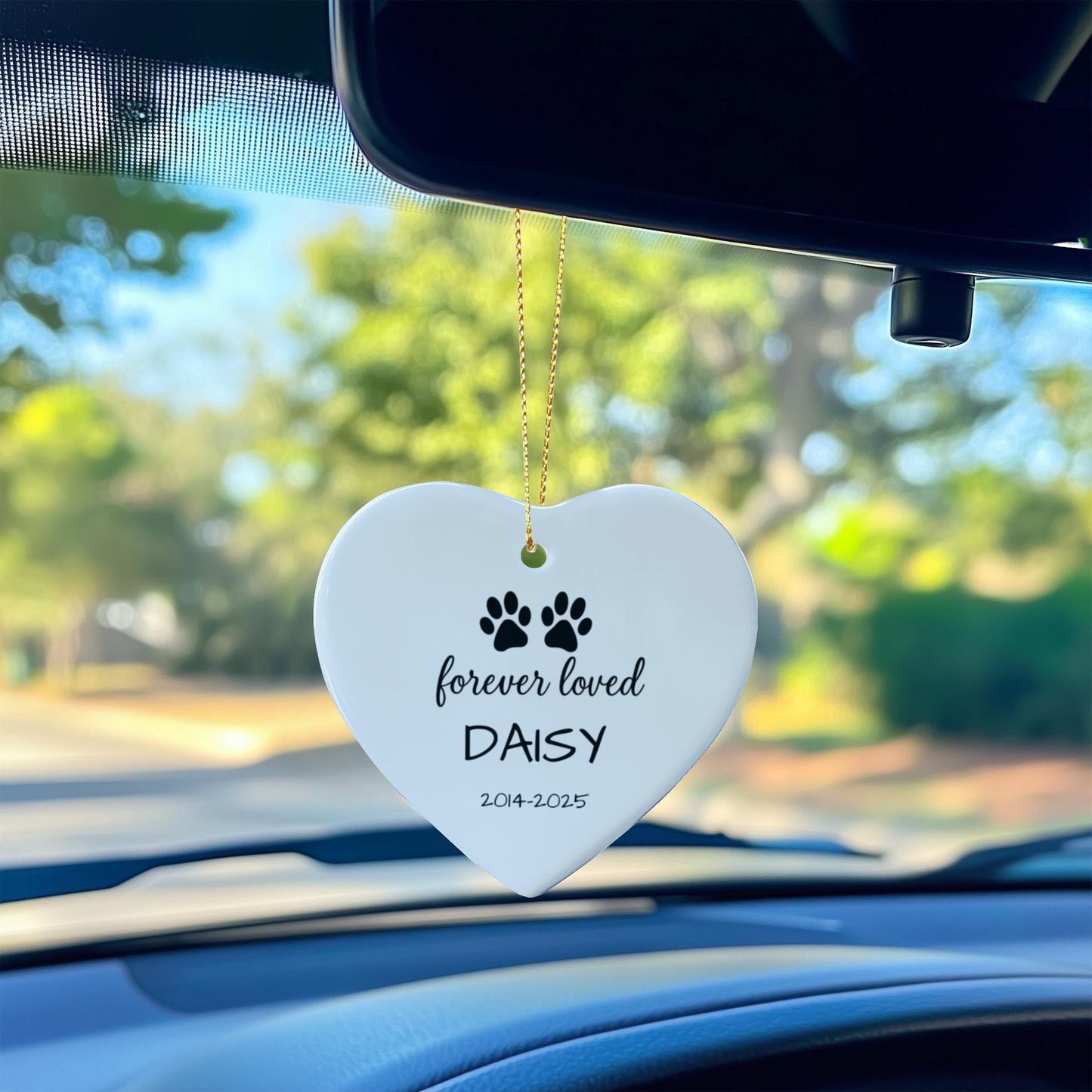 Personalized Pet Memorial Ornament – Custom Name & Dates | Heart-Shaped Ceramic Keepsake