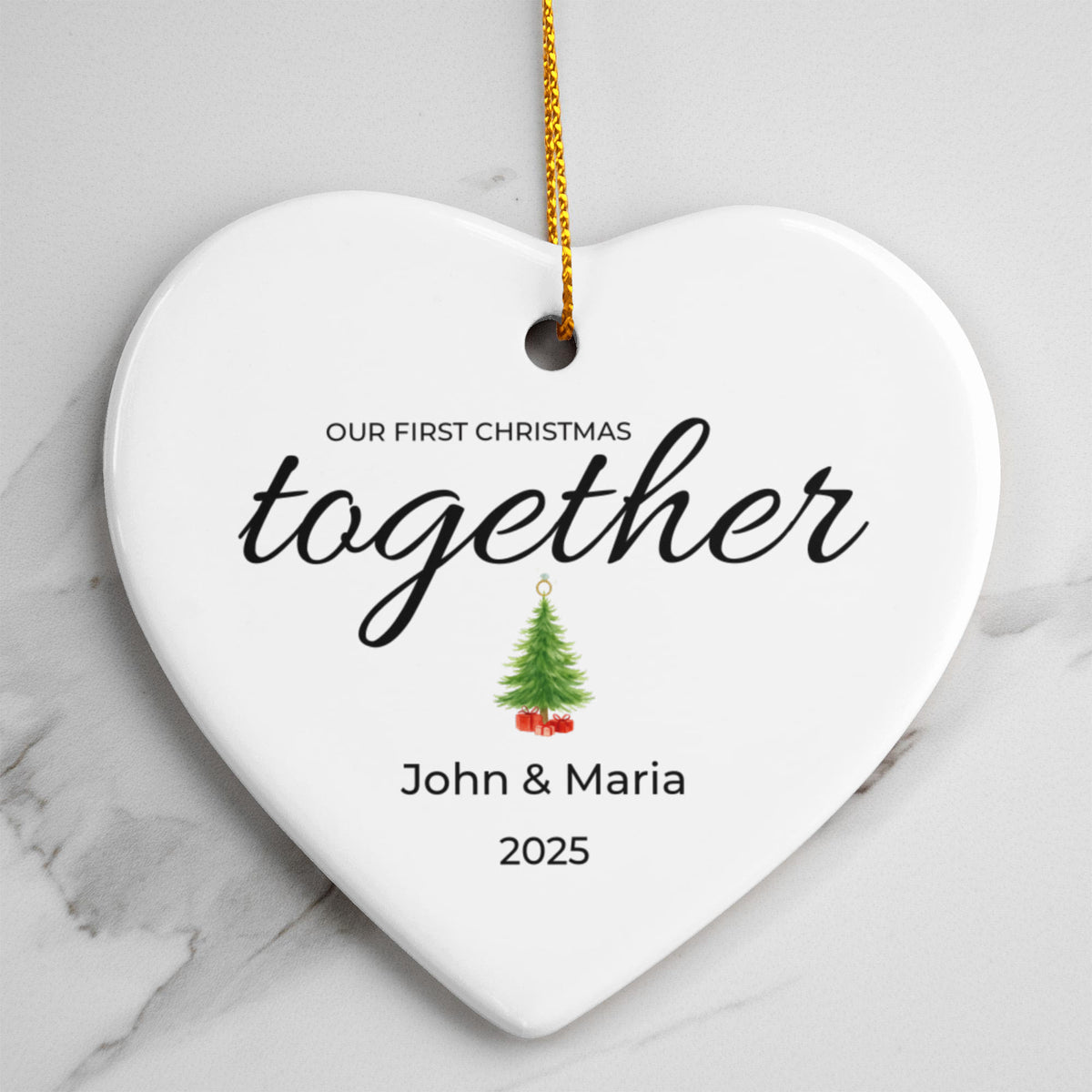 💞 Our First Christmas Together Personalized Heart Ornament