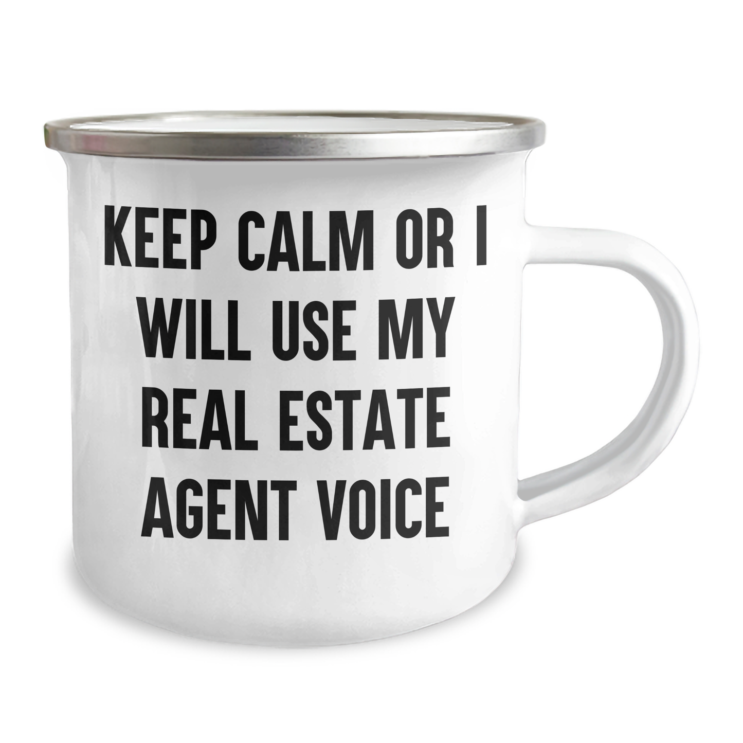 Keep Calm Real Estate Agent Gifts - Funny Camping Mug for Dad's 12 oz Stainless Steel with Enamel Finish, Gifts from Friends to Real Estate Agents - Image 2