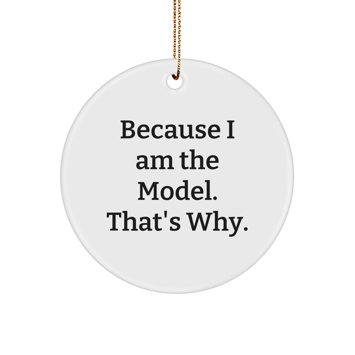 Funny Because I Am The Model That's Why Circle Ornament Gifts for Model Enthusiasts Christmas Memorable Presents from Friends to Family or Coworkers - Image 1