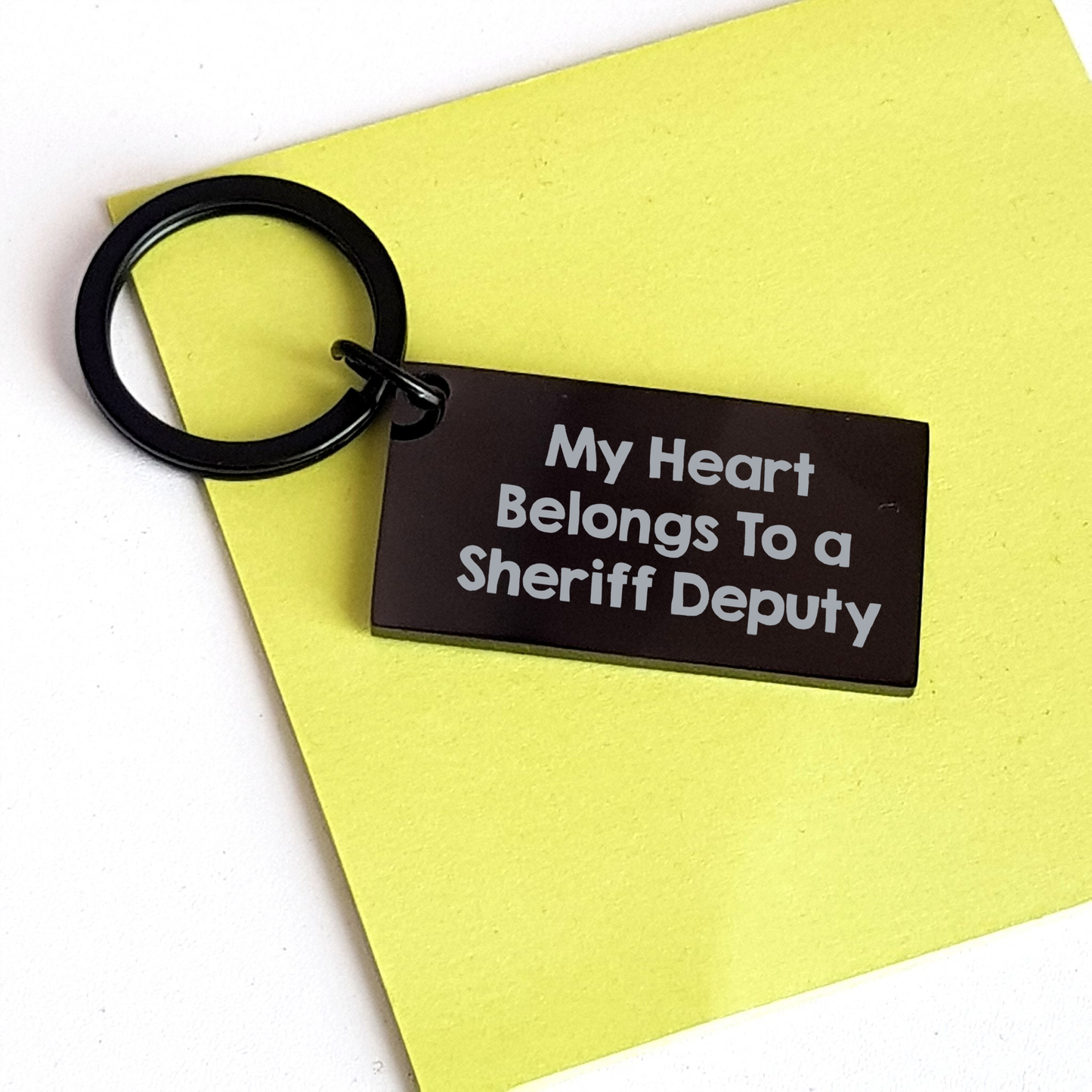 Sheriff Deputy Keychain 'My Heart Belongs To A Sheriff Deputy', Inspirational Gifts for Sheriff Deputy Men, Unique Graduation Gifts from Friends or Family - Image 3