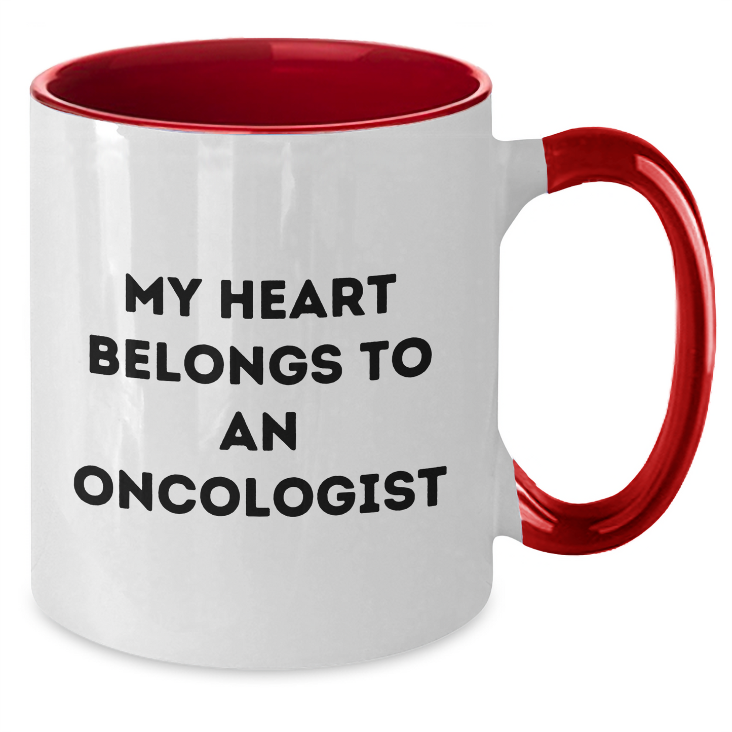 Funny Oncologist Gifts, My Heart Belongs To An Oncologist, Two Tone Coffee Mug, Father's Day Unique Gifts from Men to Oncologist - Additional