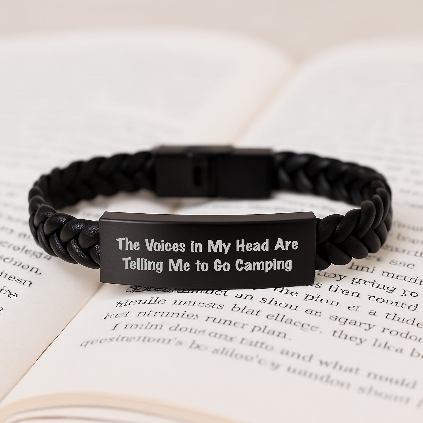 Camping Adventure Encouragement Leather Wrap Gifts from Friends to Camping Enthusiasts, Funny Quote Interlaced Leather Strap for Men and Women - Image 3