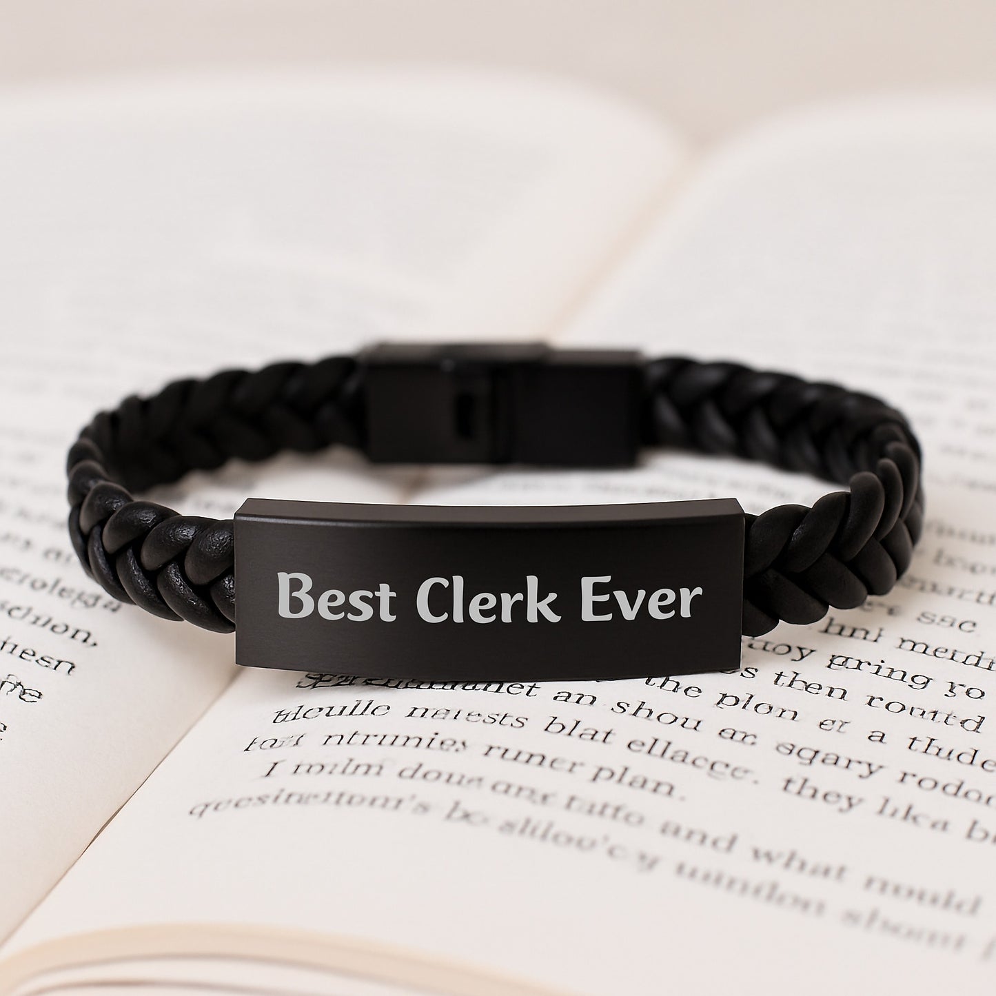 Funny Clerk Gifts, Interlaced Leather Bracelet for Men, Best Clerk Ever Quote, Christmas Unique Gifts from Friends, Unique Gifts for Clerk - Image 3