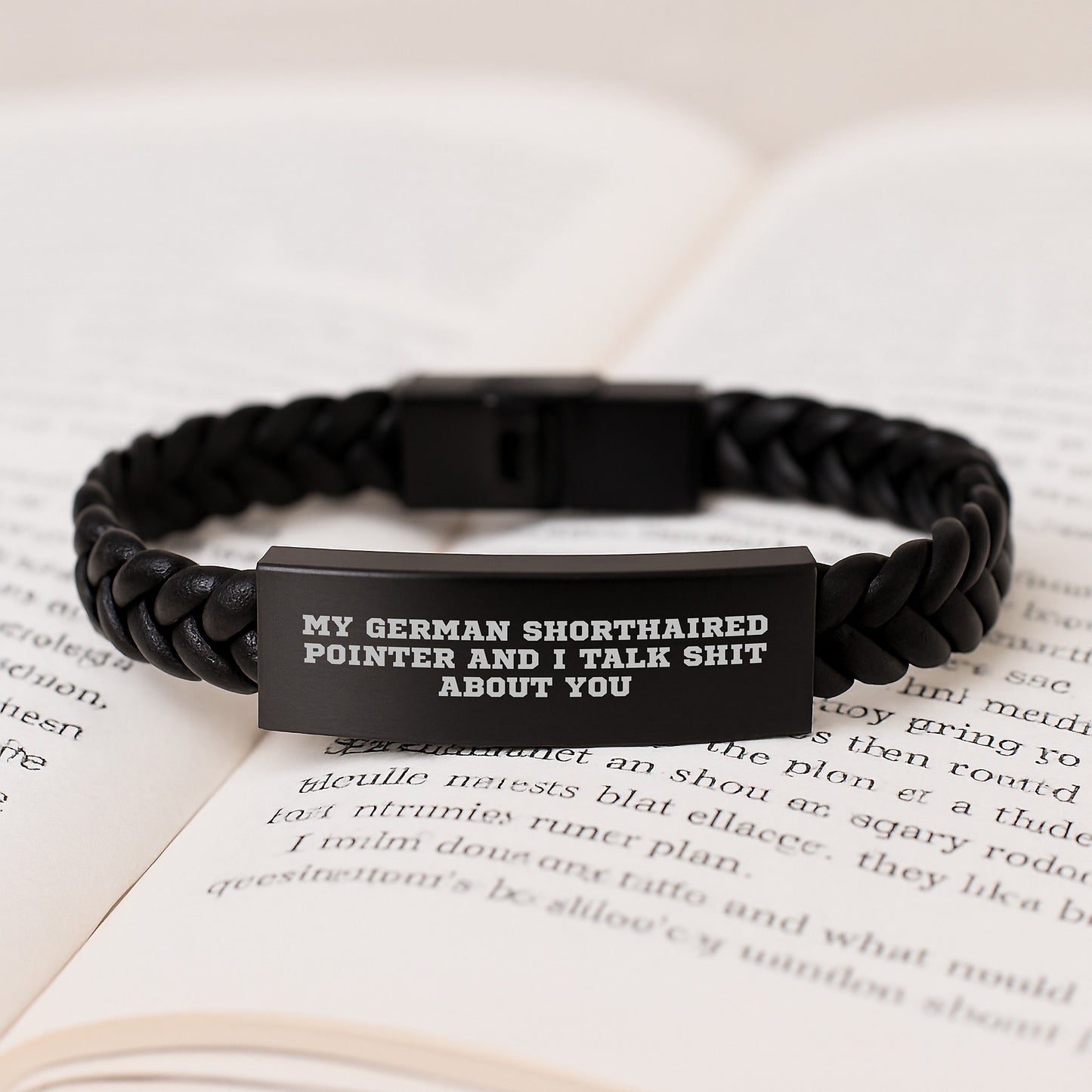 Funny German Shorthaired Pointer Dog Interlaced Leather Bracelet Gifts from Men for Friends and Family - 'My German Shorthaired Pointer And I Talk Shit About You' Quote, Graduation Unique Gifts - Image 3
