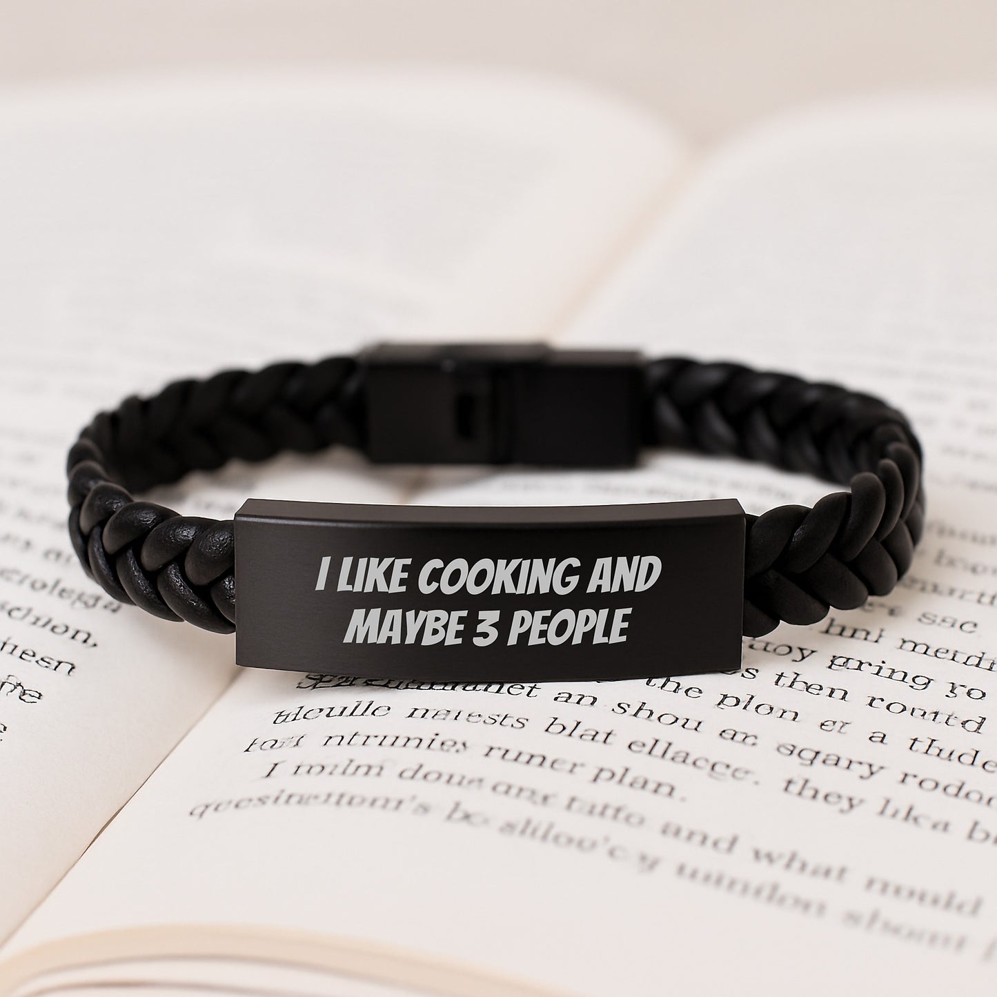 Funny Cooking Enthusiast Gifts from Friends, 'I Like Cooking And Maybe 3 People' Interlaced Leather Bracelet for Birthday, Cooking Lovers, Men, Women, Family - Image 3