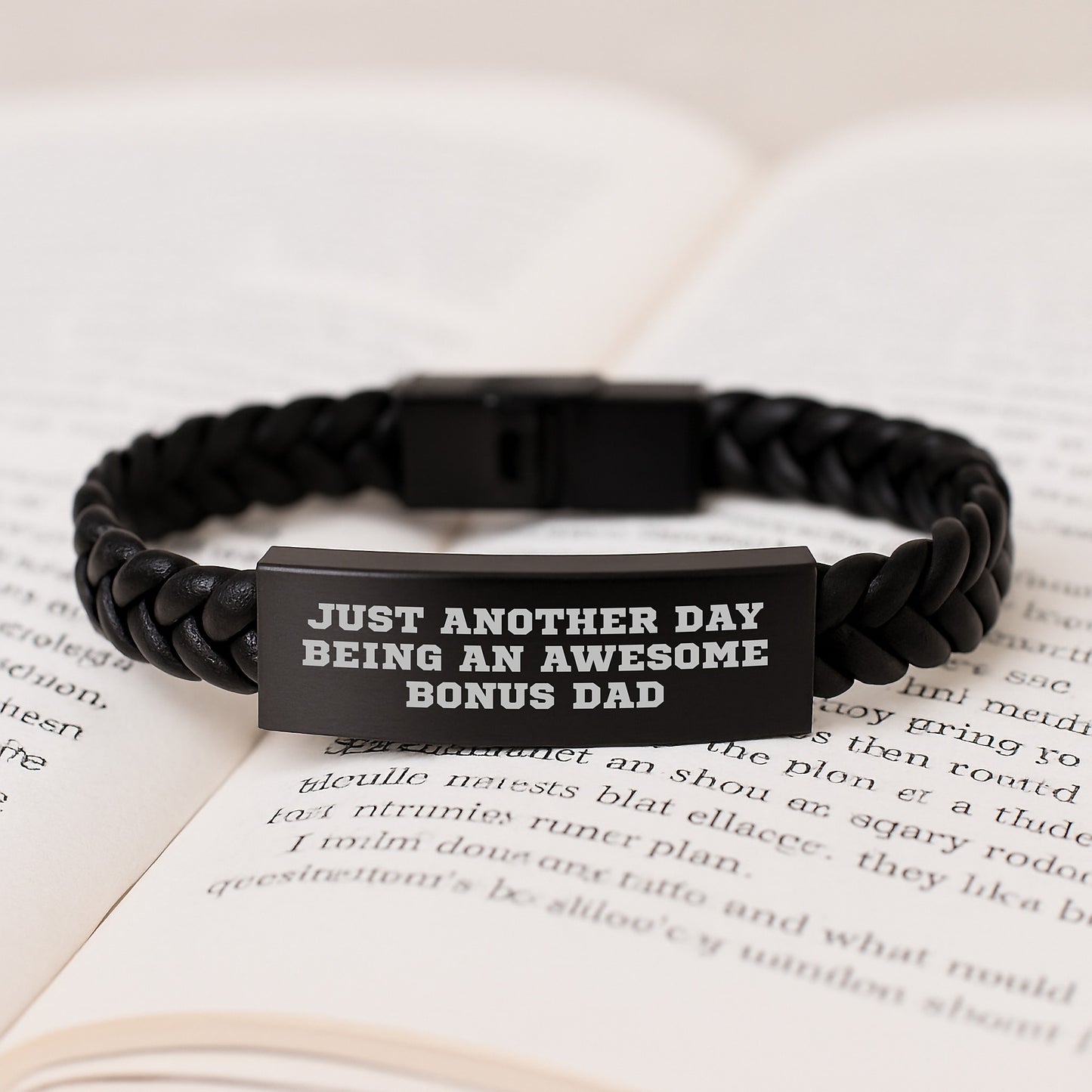 Awesome Bonus Dad Gifts - Interlaced Leather Bracelet, Funny Quote - Gifts from Men, Gifts for Bonus Dad, Graduation Unique Gifts, Father's Role - Image 3