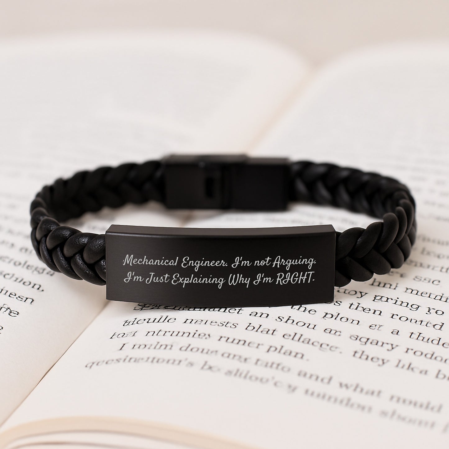 Mechanical Engineer Funny Quote Interlaced Leather Bracelet Gifts for Men from Family, Unique Christmas Unique Gifts for Him, Stainless Steel Leather Hybrid - Image 3