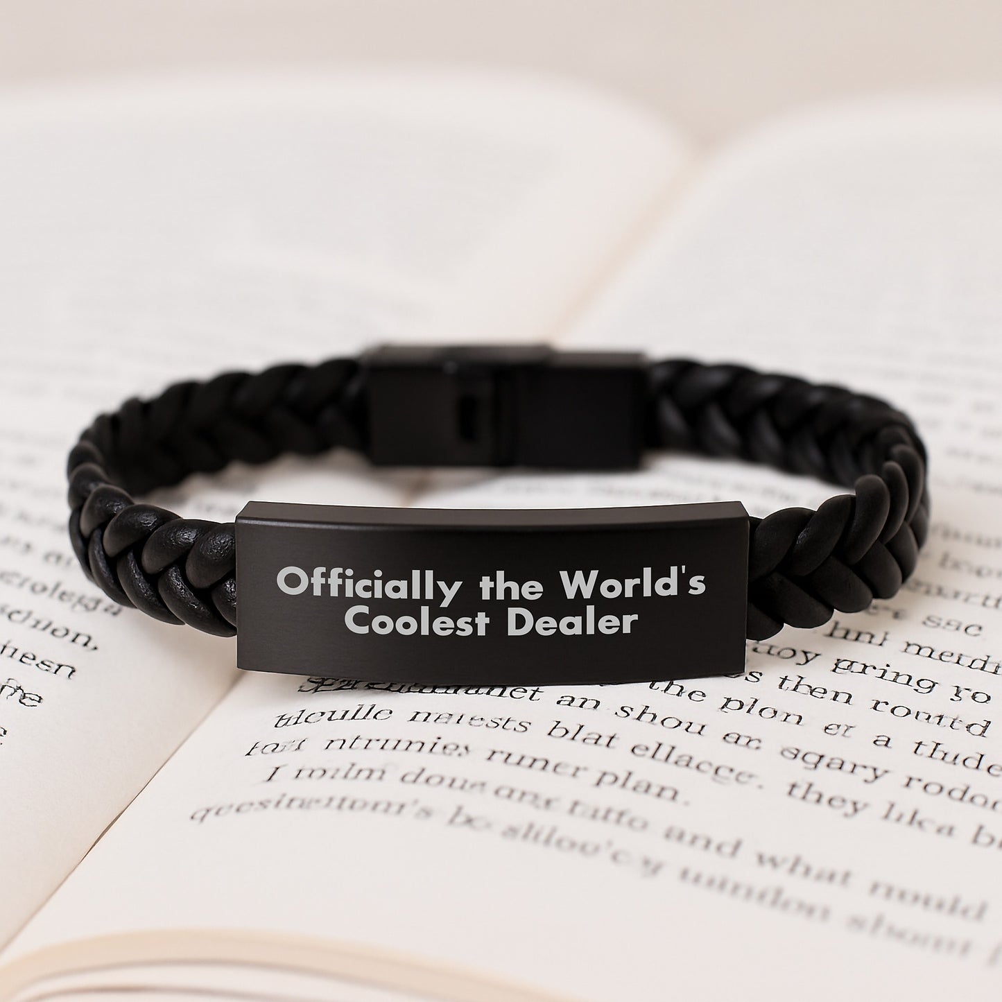 Gifts from Friends, Funny Dealer Quote Interlaced Leather Bracelet, Valentine's Unique Gifts for Dealer - Image 3