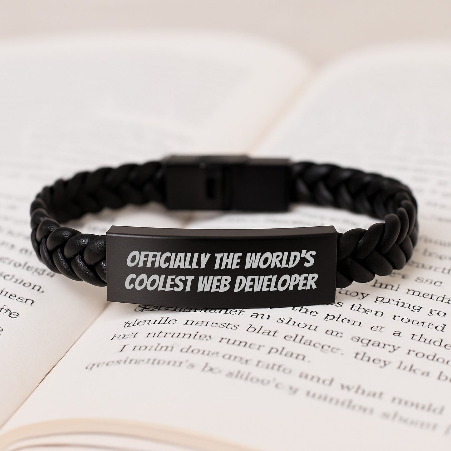 Cool Web Developer Birthday Unique Gifts from Friends, Unique Interlaced Leather Bracelet, Funny Officially The World's Coolest Web Developer Quote for Men, Women, Coworkers, Family - Image 3