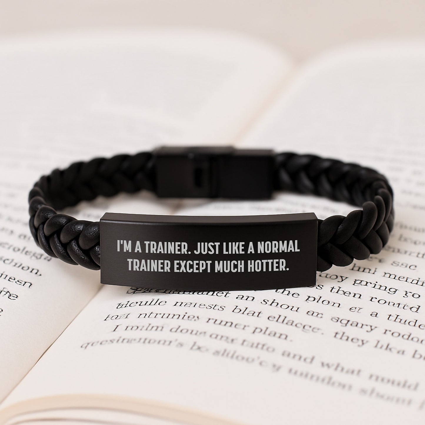 Trainer Gifts for Men, Funny Quote Interlaced Leather Bracelet, Gifts from Friends, Unique Graduation Gift for Trainer, I'm A Trainer. Just Like A Normal Trainer Except Much Hotter. - Image 3