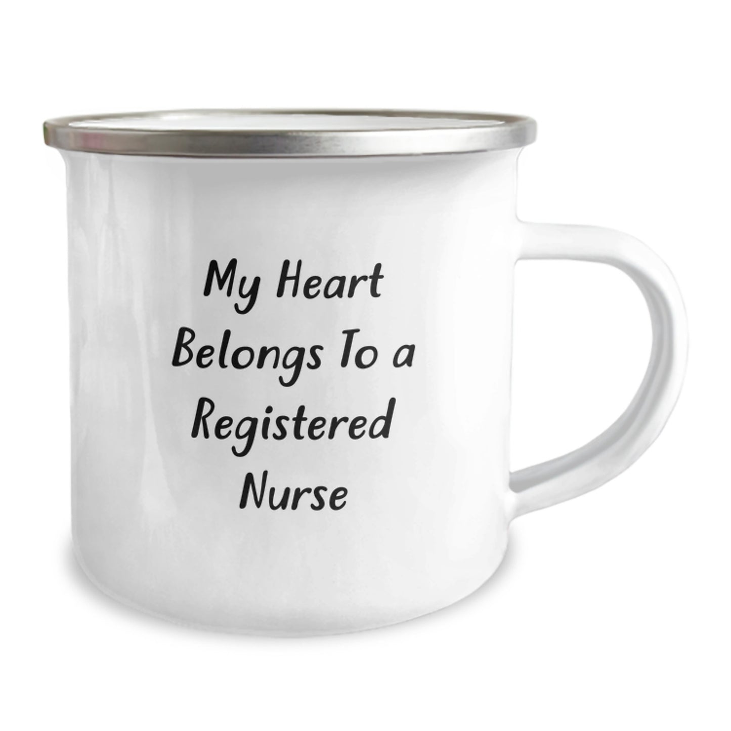 Funny Registered Nurse Gifts from Friends and Family - My Heart Belongs To A Registered Nurse Birthday Unique Gifts for Registered Nurses Camping Mug - Image 2