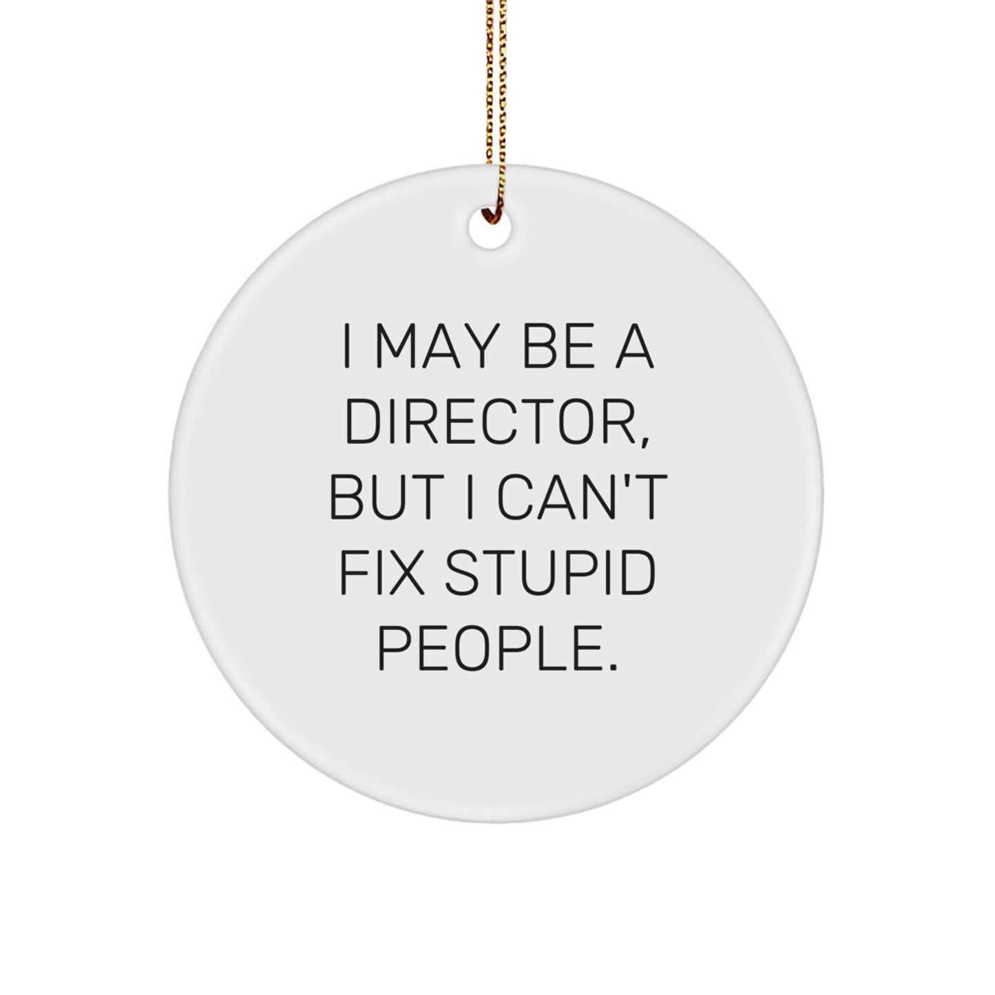 Funny Director Gifts for Men, Christmas Circle Ornament with 'I May Be A Director, But I Can't Fix Stupid People.' Quote, Gifts from Friends - Image 1