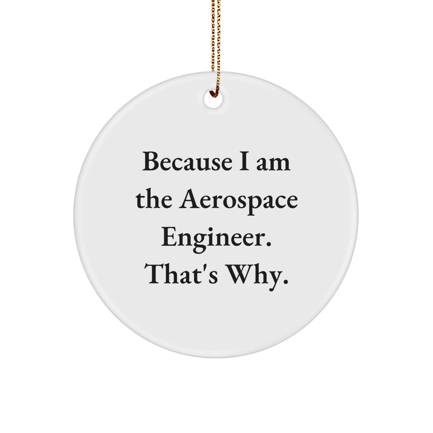 Aerospace Engineer Gifts from Friends, Funny Circle Ornament Because I Am The Aerospace Engineer. That's Why. Christmas Unique Decorations - Image 1