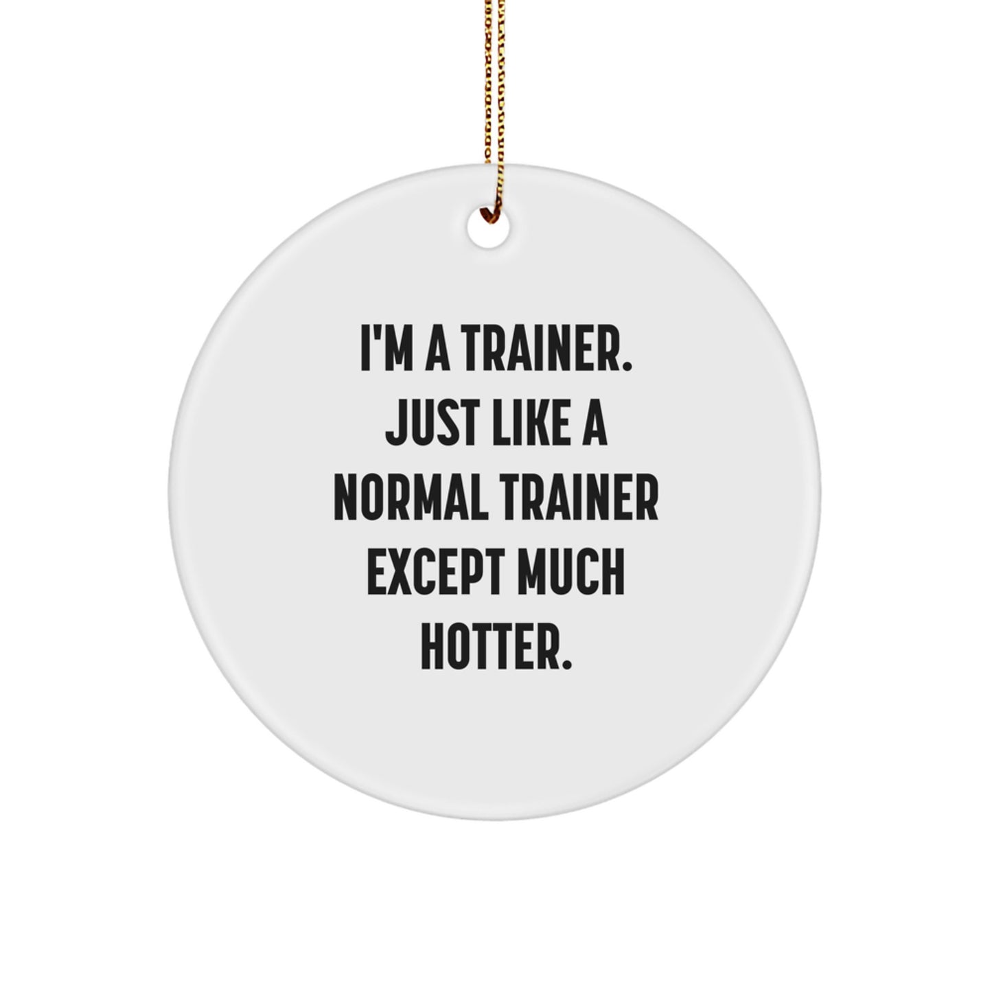 Funny Trainer Circle Ornament, Gifts from Friends to Trainers, Unique Christmas Unique Gifts for Men, Women, or Coworkers, 'I'm A Trainer, Just Like A Normal Trainer Except Much Hotter.' - Image 1
