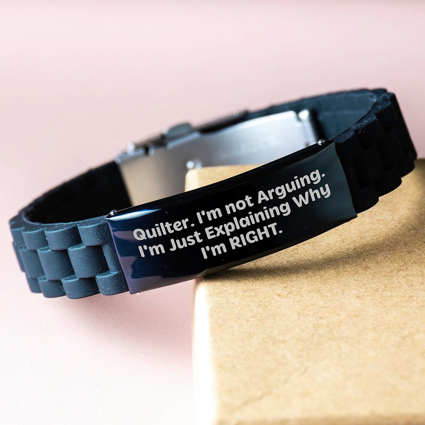 Quilter's Humor Gift, Funny Quote Glide lock Clasp Bracelet for Women, Birthday Unique Gifts from Family, Friends, Coworkers, 'I'm Not Arguing. I'm Just Explaining Why I'm Right.' - Image 3