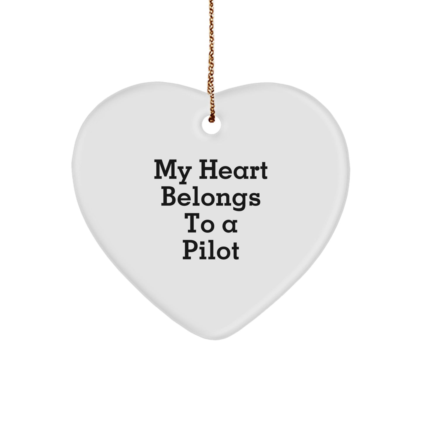 Funny Pilot Gifts with My Heart Belongs To A Pilot Heart Ornament, Christmas Unique Gifts from Friends or Family to Pilot - Image 1