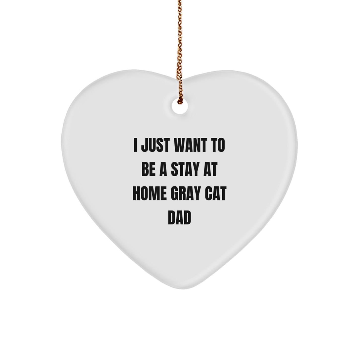 Funny Gray Cat Dad Heart Ornament Gift from Family for Men - Unique Christmas Unique Gifts for Gray Cat Enthusiasts - Image 1