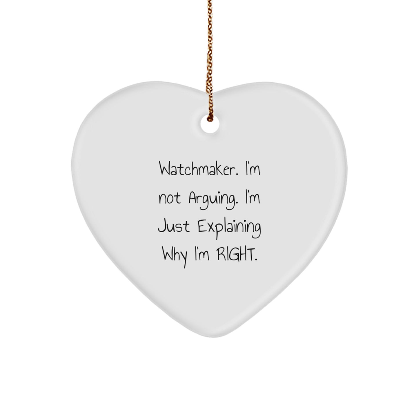 Funny Watchmaker Gifts, Heart Ornament for Watchmaker Friends, Christmas Unique Gifts from Men to Watchmaker - Image 1