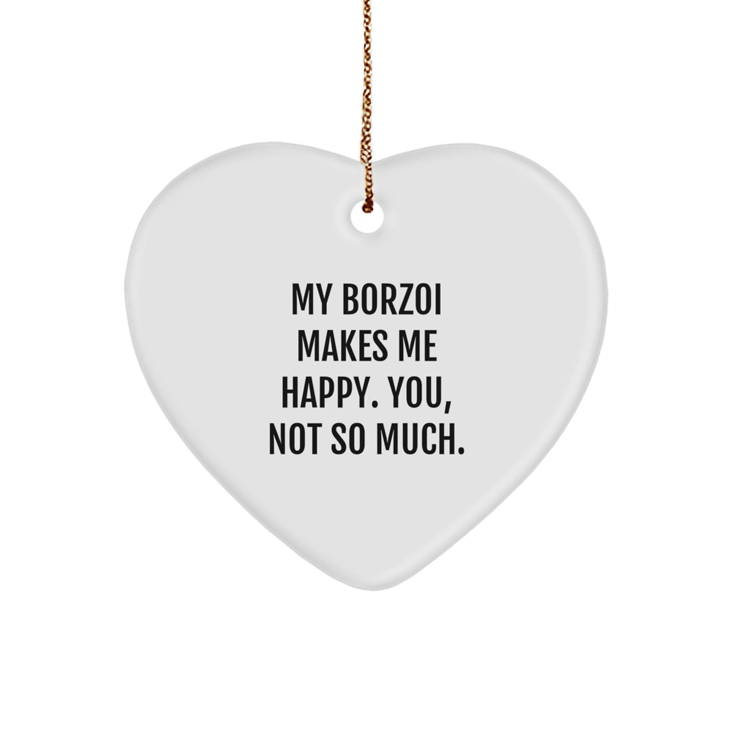 Borzoi Dog Lovers Heart Ornament Funny Gifts from Men to Family and Friends for Christmas - Image 1