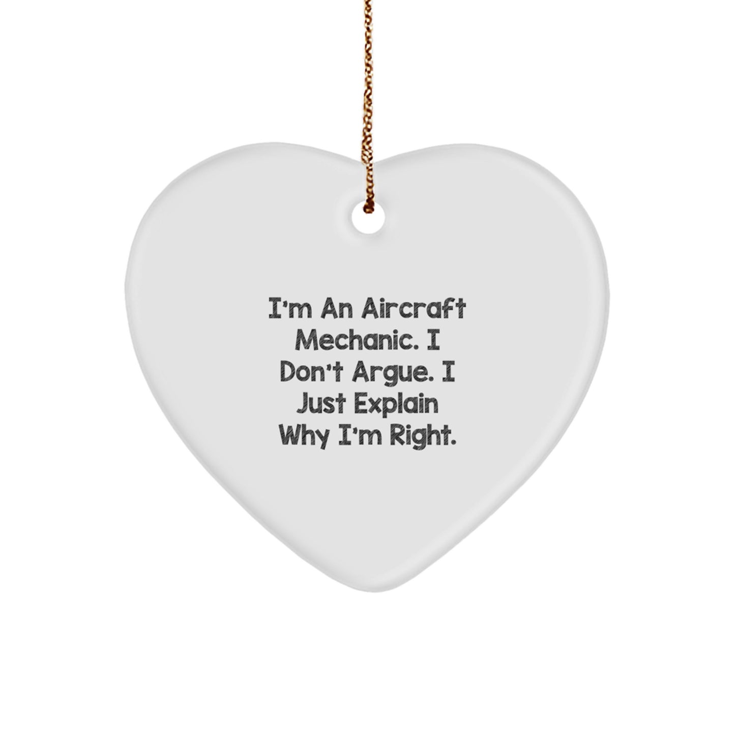 Aircraft Mechanic Heart Ornament Gift from Friends, Funny Quote for Men or Women Christmas Unique Gift Ideas - Image 1