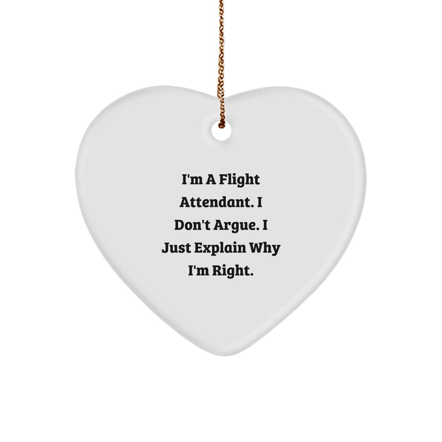 Funny Flight Attendant Heart Ornament Gifts from Friends and Family for Christmas Unique Presents - Image 1