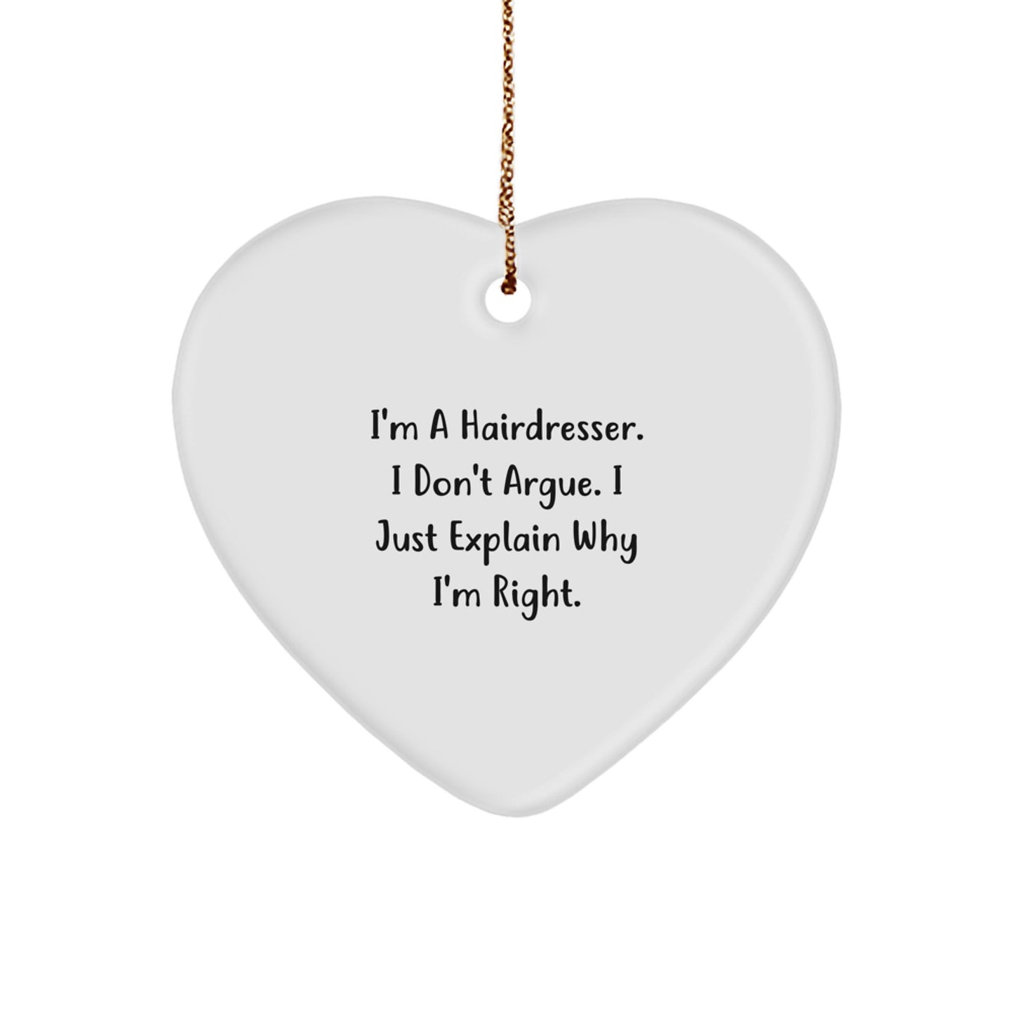 Funny Hairdresser Gifts from Friends, Heart Ornament for Hairdresser, Christmas Unique Gifts - Image 1