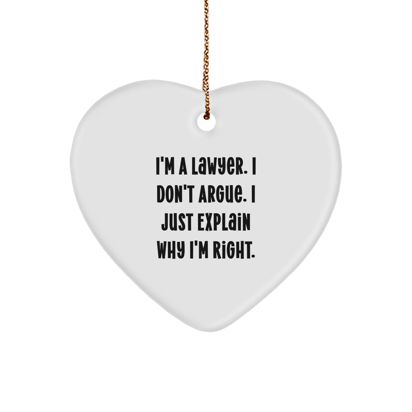 Funny Lawyer Heart Ornament Gifts from Men to Lawyer Friends, Unique Christmas Unique Gifts for Law Firm Team, Heart Shaped Lawyer Decor - Image 1