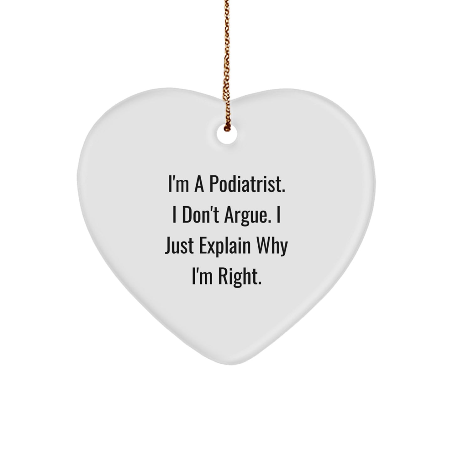 Funny Podiatrist Gifts for Men, Unique Christmas Unique Gifts from Friends and Family, Heart Ornament with Sublimation Print - Image 1