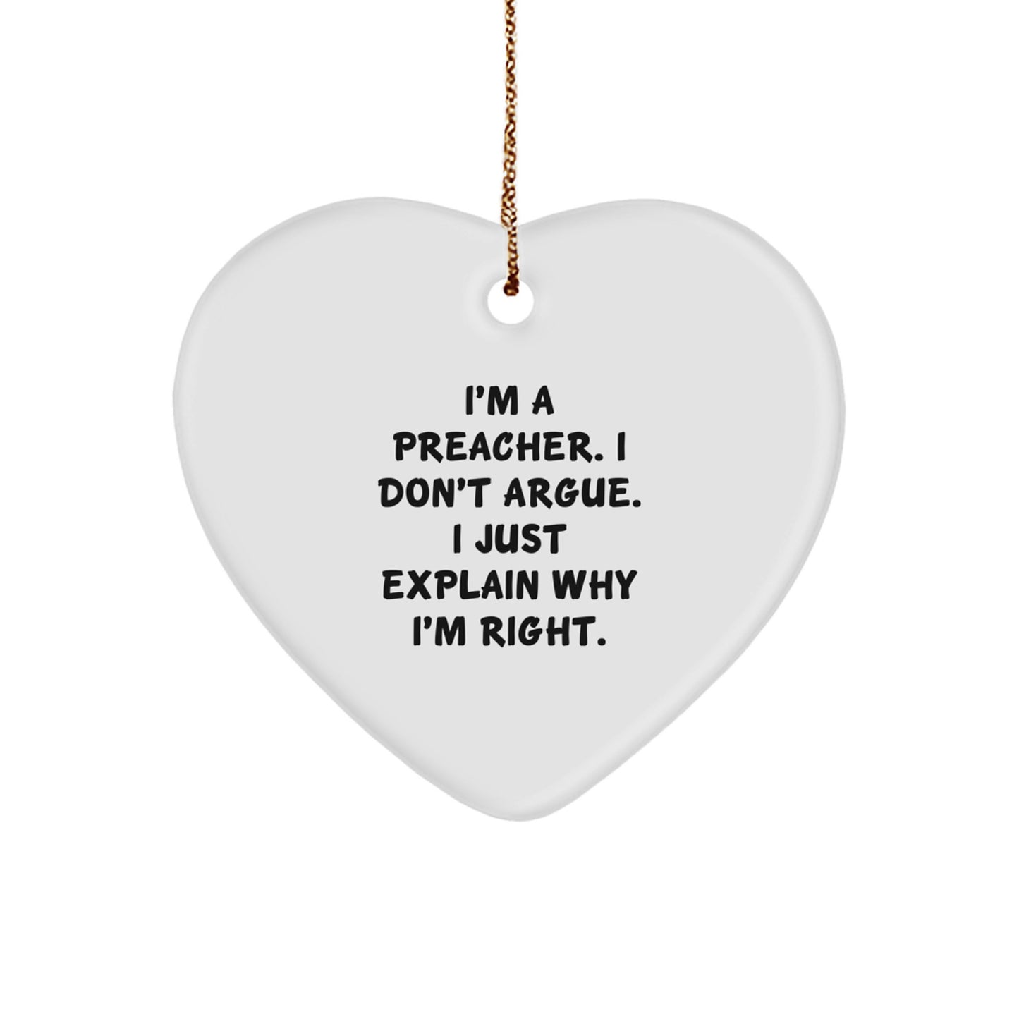 Funny Preacher Gift, Heart Ornament for Preacher Friends, Unique Christmas Unique Gifts for Men from Family - Image 1
