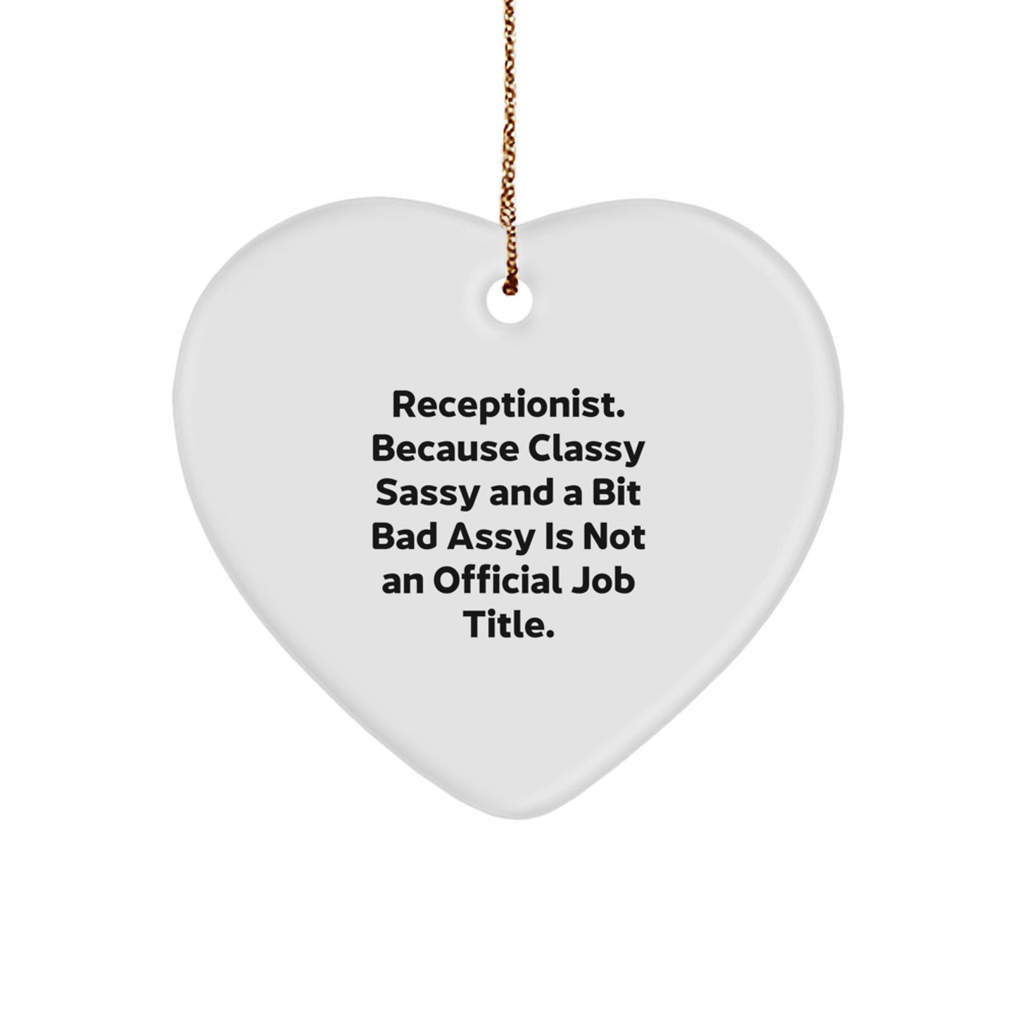 Gifts from Coworkers Unique Receptionist Heart Ornament Funny Quote Christmas Unique Gifts for Receptionist - Receptionist Gifts for Coworkers - Image 1