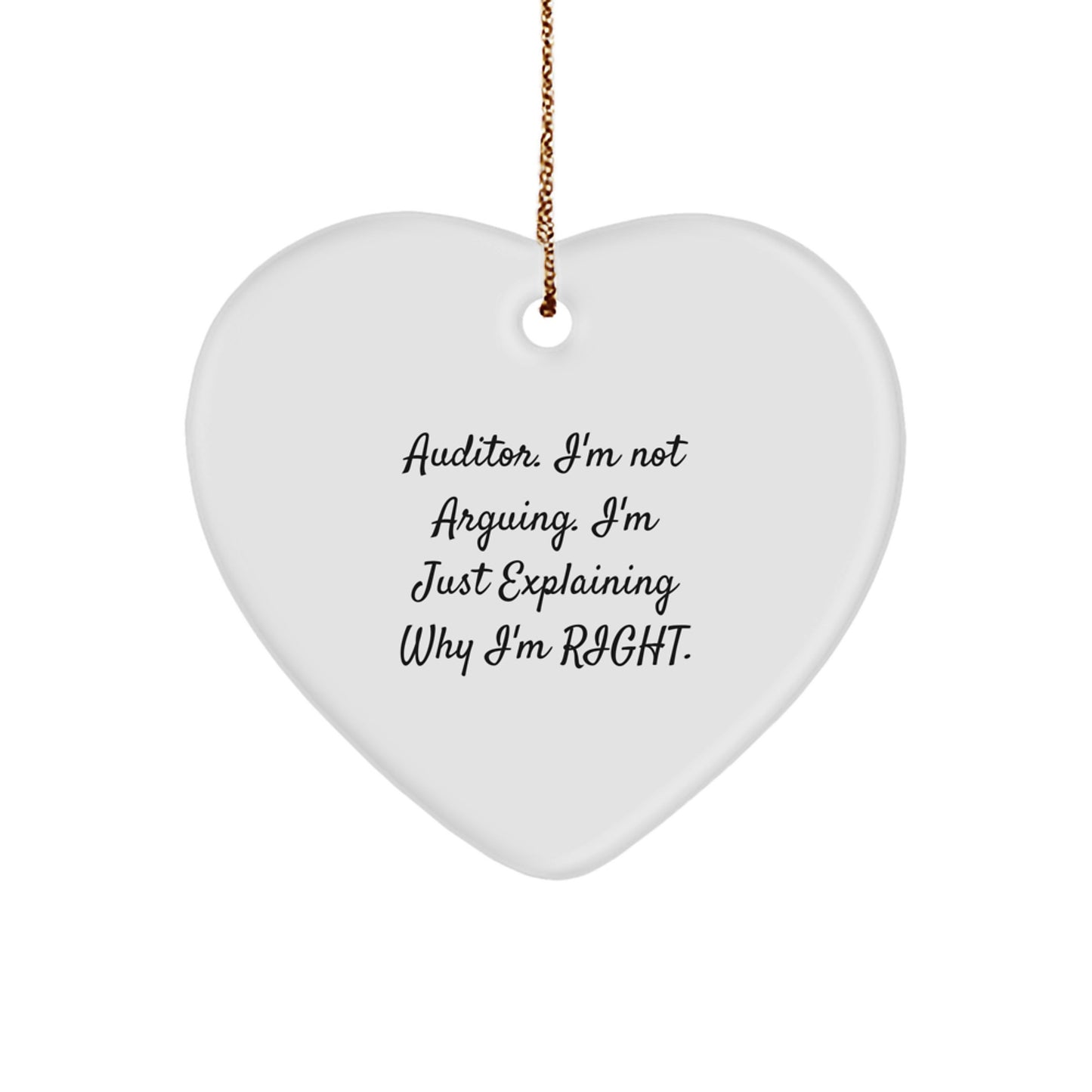 Funny Auditor Gifts from Men, Auditor Unique Christmas Decorations Heart Ornament for Friends, Coworkers, Family - Image 1