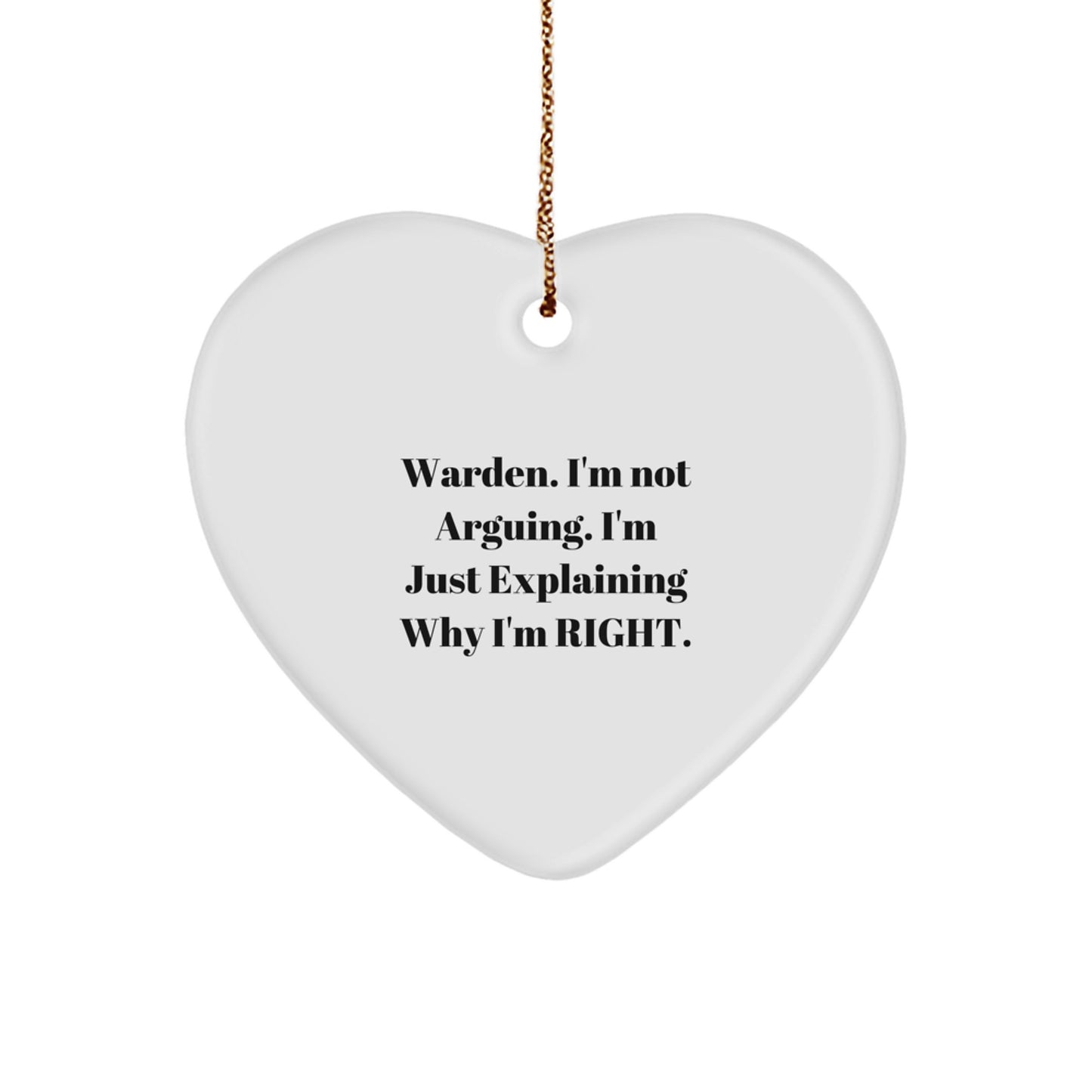 Warden Funny Heart Ornament Gifts from Friends and Family for Christmas Unique Presents - Image 1
