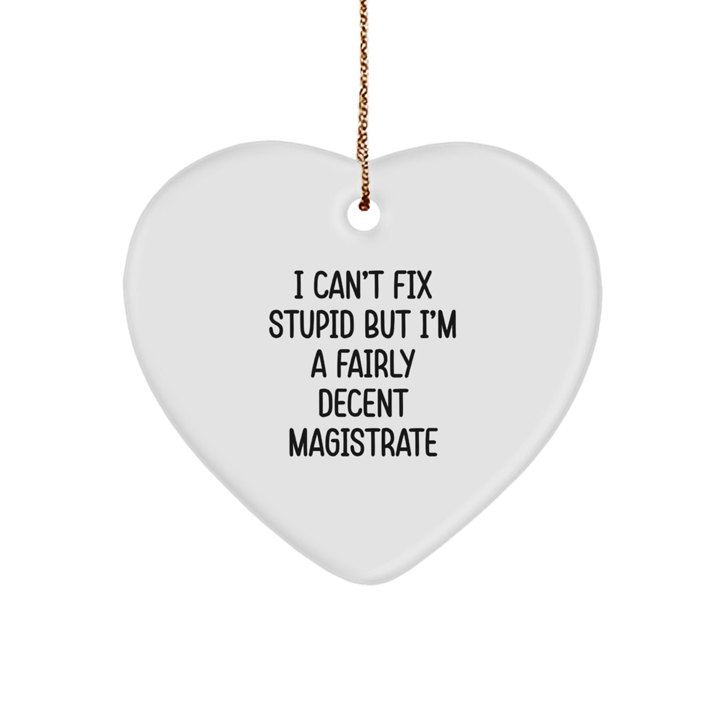 Funny Magistrate Gifts for Friends Family Men Women - Heart Ornament 'I Can't Fix Stupid' - Image 1