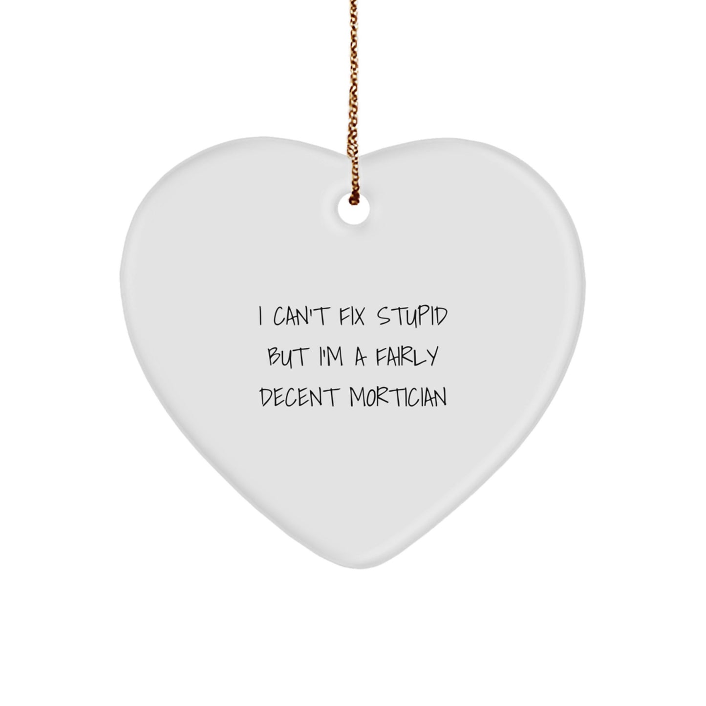 Funny Quote Mortician Gifts from Family for Mortician Friends - I Can't Fix Stupid Heart Ornament Christmas Unique Decorations - Image 1