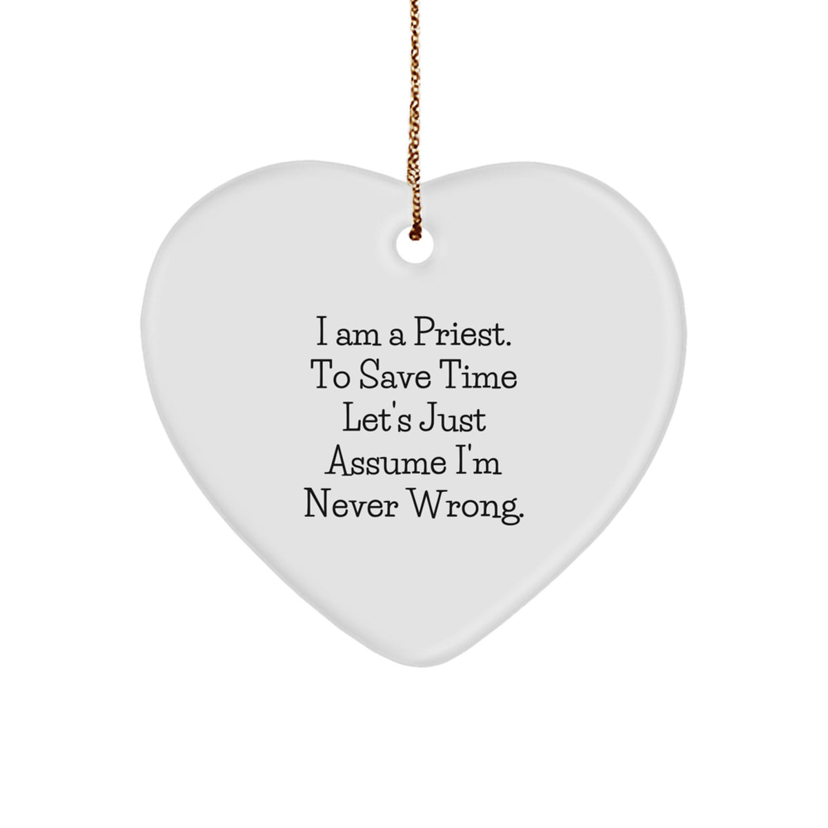 Funny Priest Heart Ornament Gifts from Men to Priest, Unique Christmas Unique Gifts for Priest, Heart Shaped Gift for Priest - Image 1