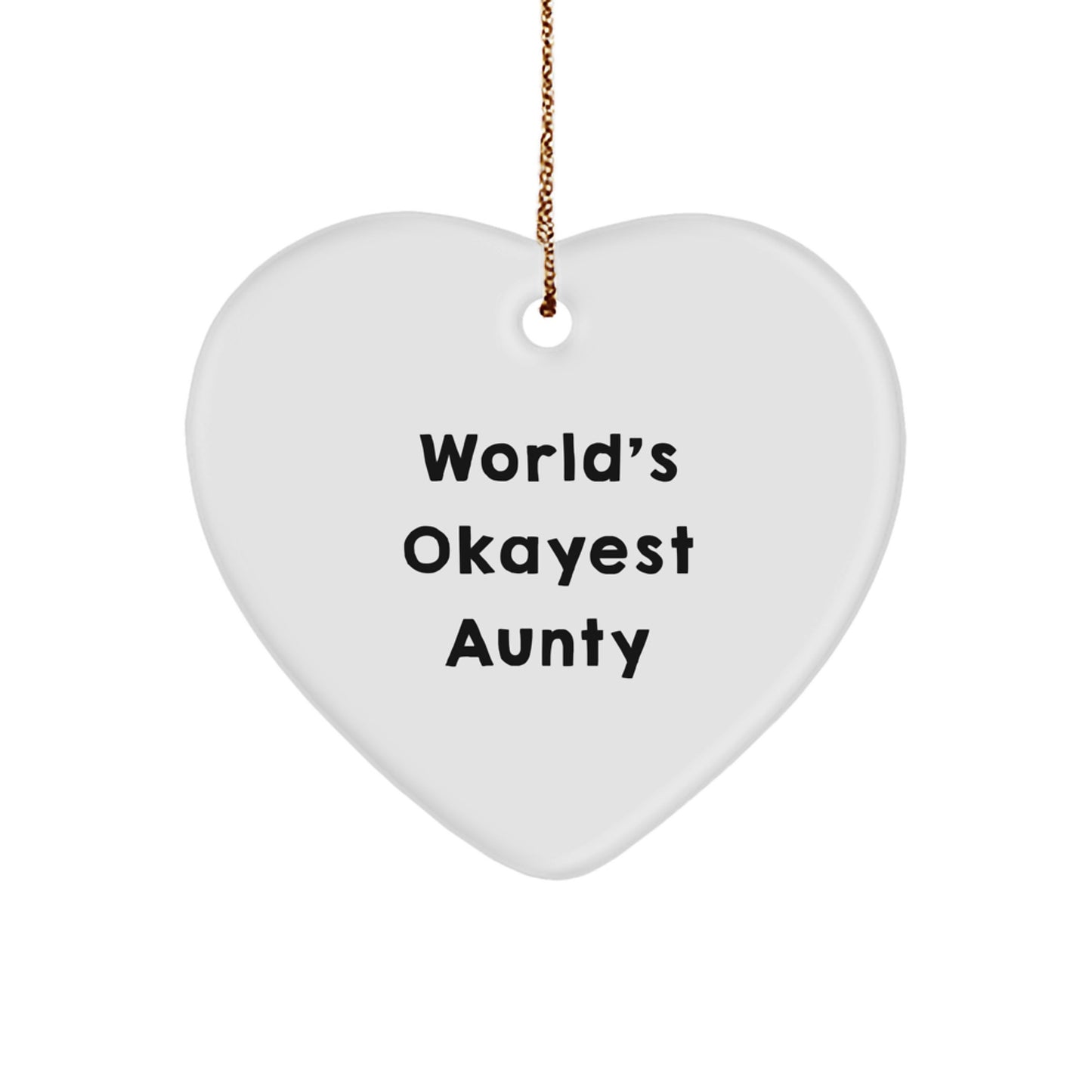 Funny Aunty Heart Ornament Gifts from Family - World's Okayest Aunty Christmas Decorations - Image 1