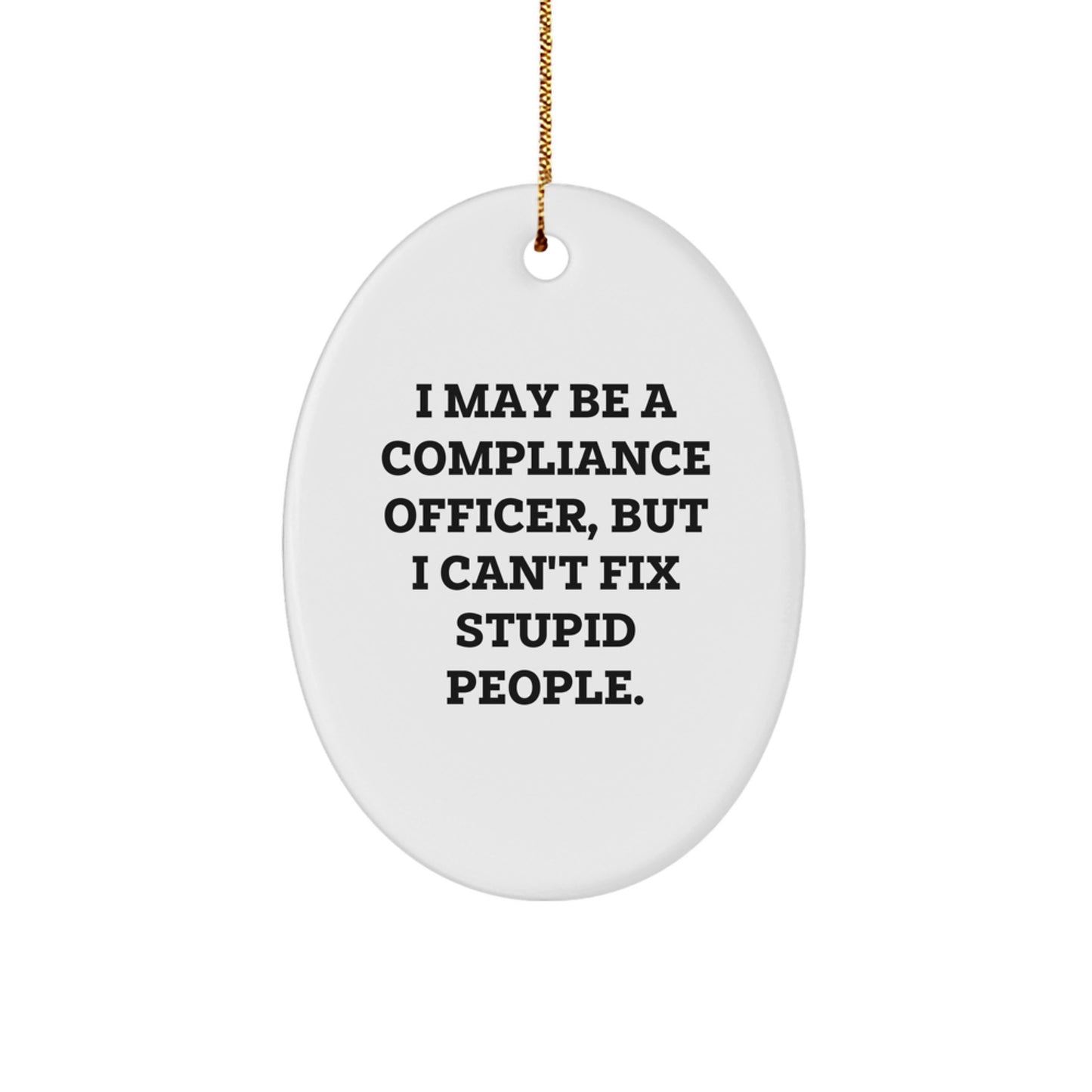 Funny Compliance Officer Gifts, Oval Ornament with Sarcastic Quote, Gifts from Men to Compliance Officer, Unique Christmas Unique Gifts for Compliance Officer Friends - Image 1