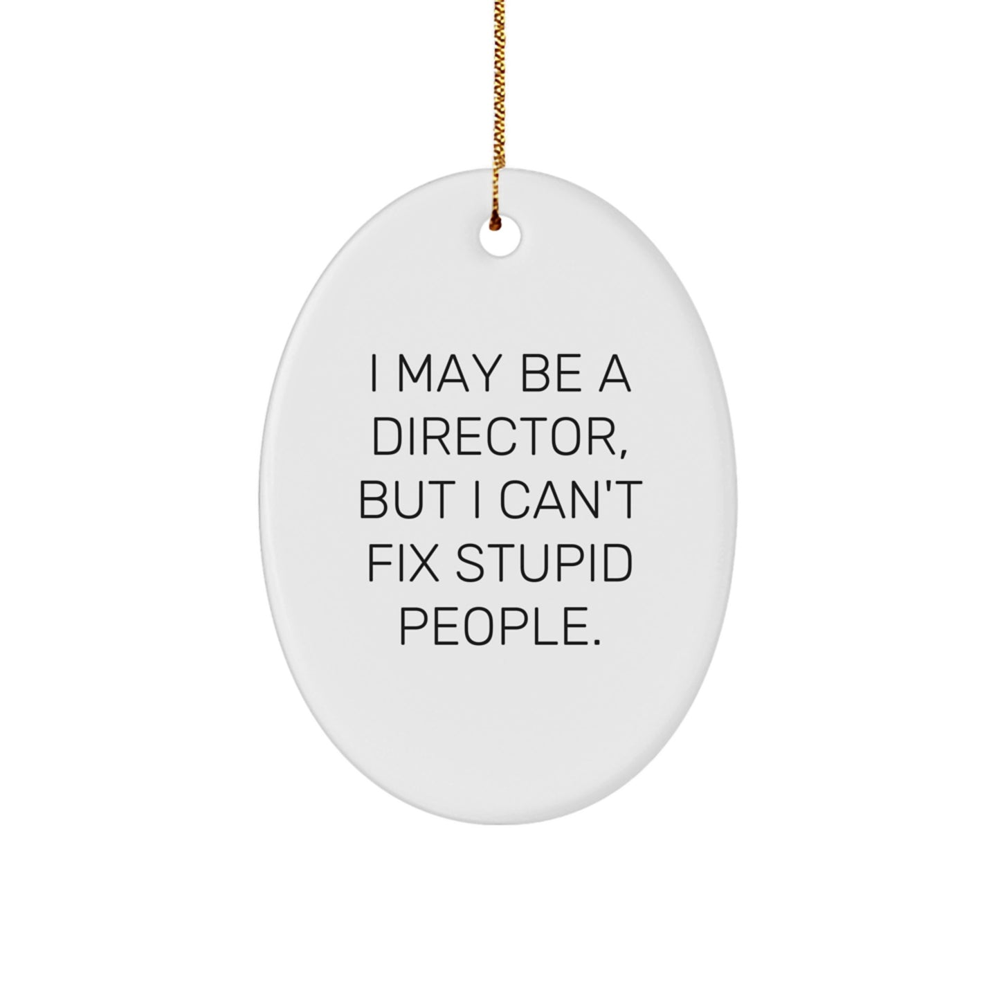 Funny Director Gifts, Oval Ornament for Christmas - 'I May Be A Director, But I Can't Fix Stupid People.' Gifts from Friends, Coworkers, Family to Director, Men, Women - Image 1