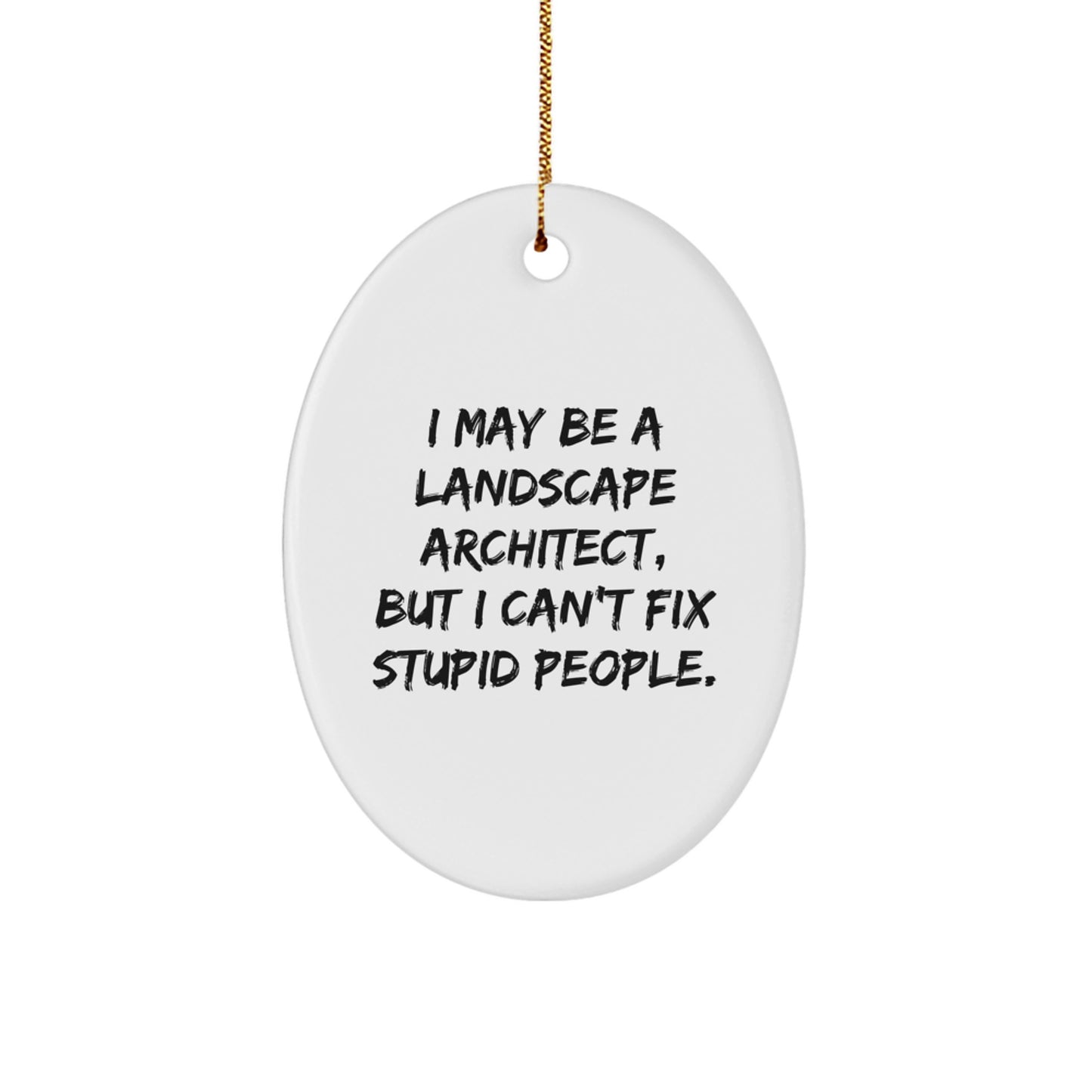 Funny Quote Oval Ornament for Landscape Architect Gifts from Friends - 'I May Be A Landscape Architect, But I Can't Fix Stupid People.' Christmas Unique Gifts for Men - Image 1