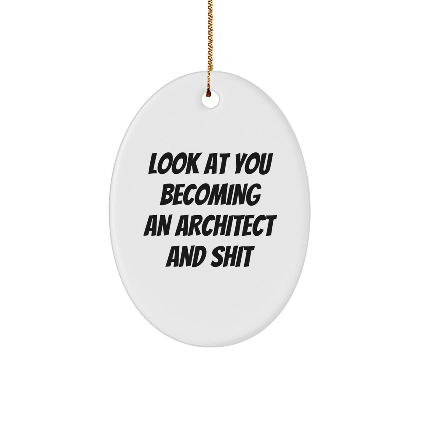 Funny Architect Oval Ornament Gifts from Family to Friends, Look At You Becoming An 'Architect' And Shit, Unique Christmas Decorations - Image 1