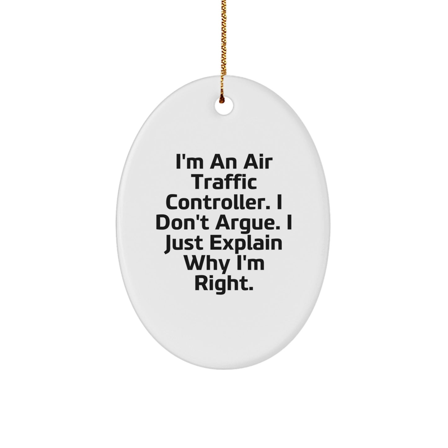Air Traffic Controller Gifts from Friends - Funny Oval Ornament for Men, Women, or Christmas Unique Gifts - Image 1
